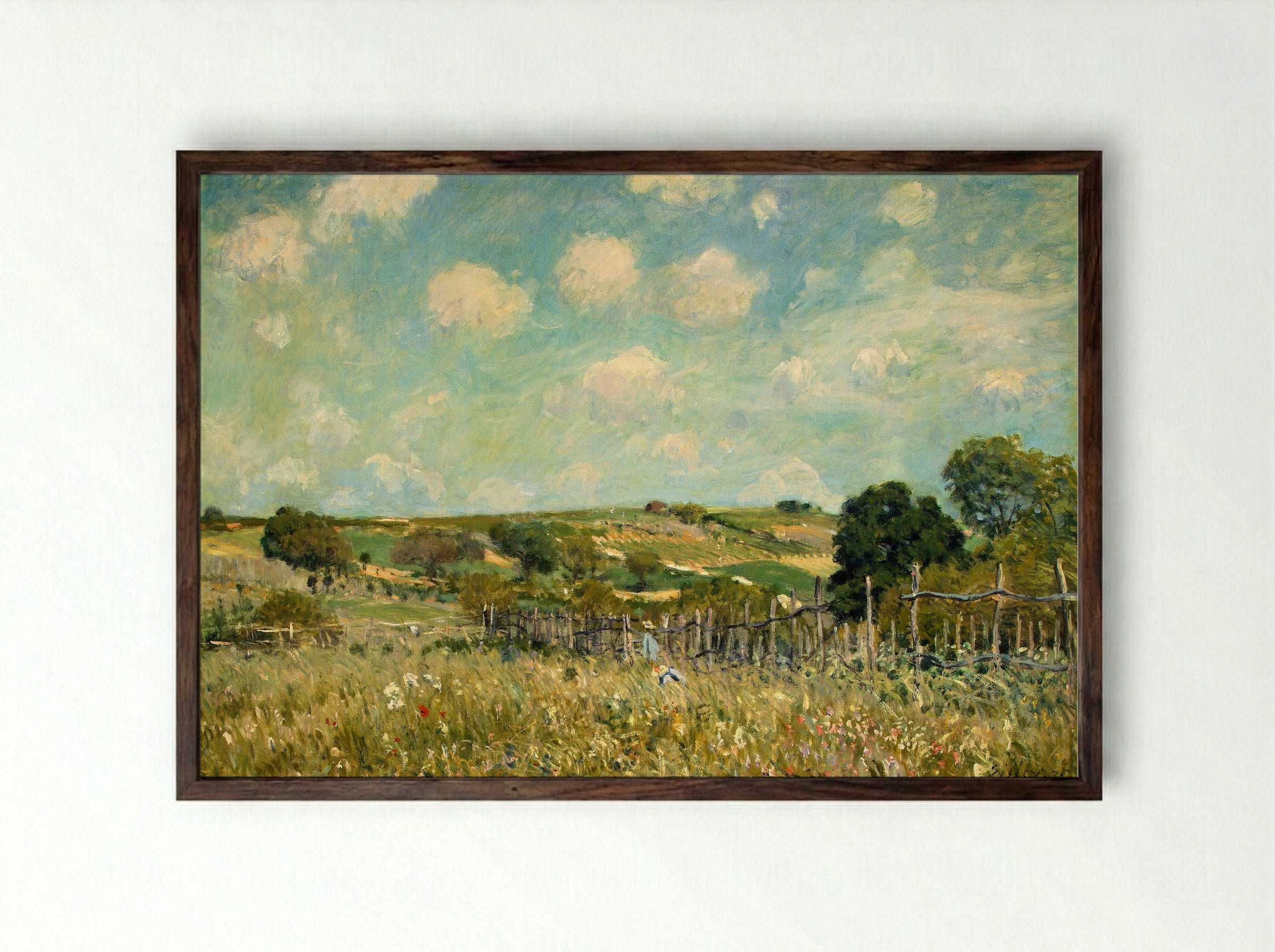 Meadow with Fence - Armand Guillaumin - Framed Print Dark Wood