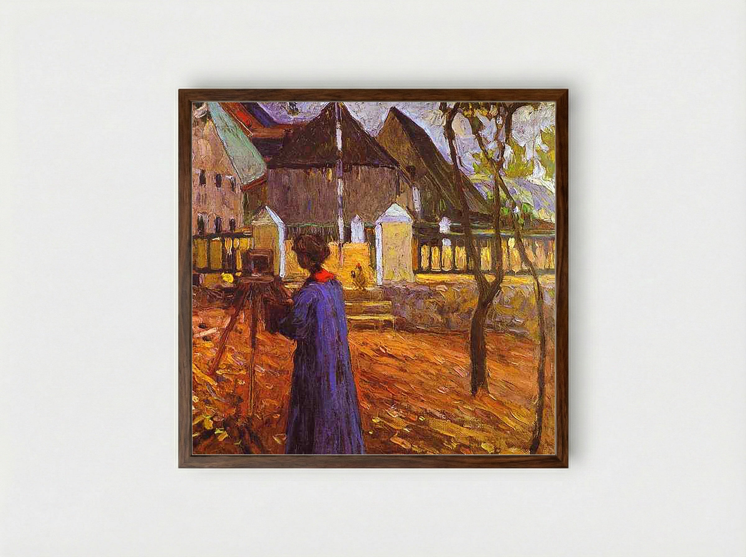 Woman with Camera in Murnau - Gabriele Münter - Framed Print Dark Wood