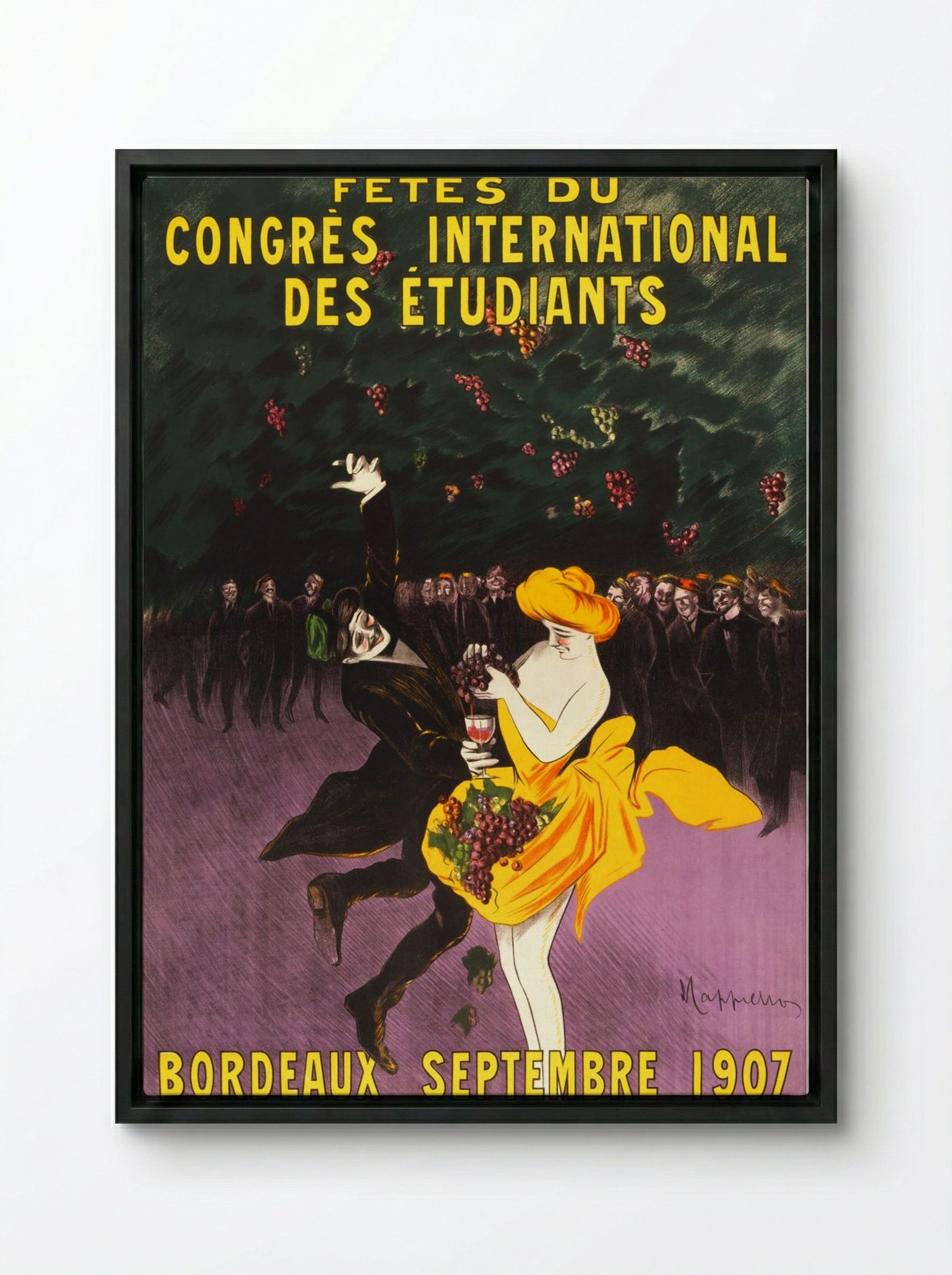 Celebrations of the International Student Congress, Bordeaux, 1907 - Leonetto Cappiello - Framed Canvas Black