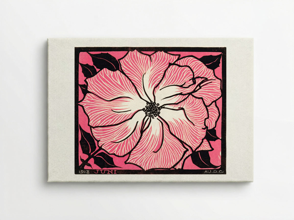 June (Floral Woodcut) - Julie de Graag - Canvas