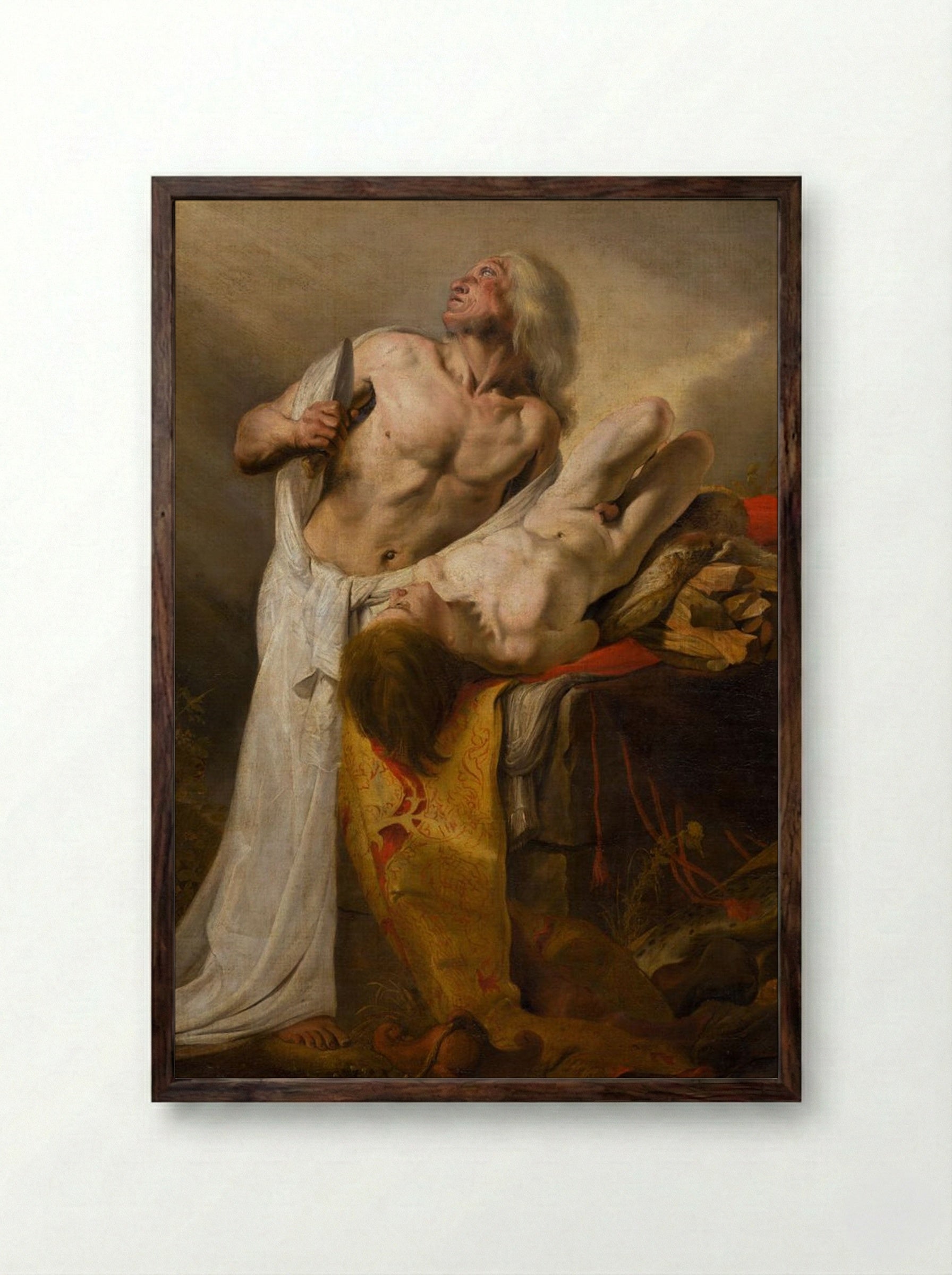 The Sacrifice of Isaac - Pieter de Grebber - Framed Print Dark Wood