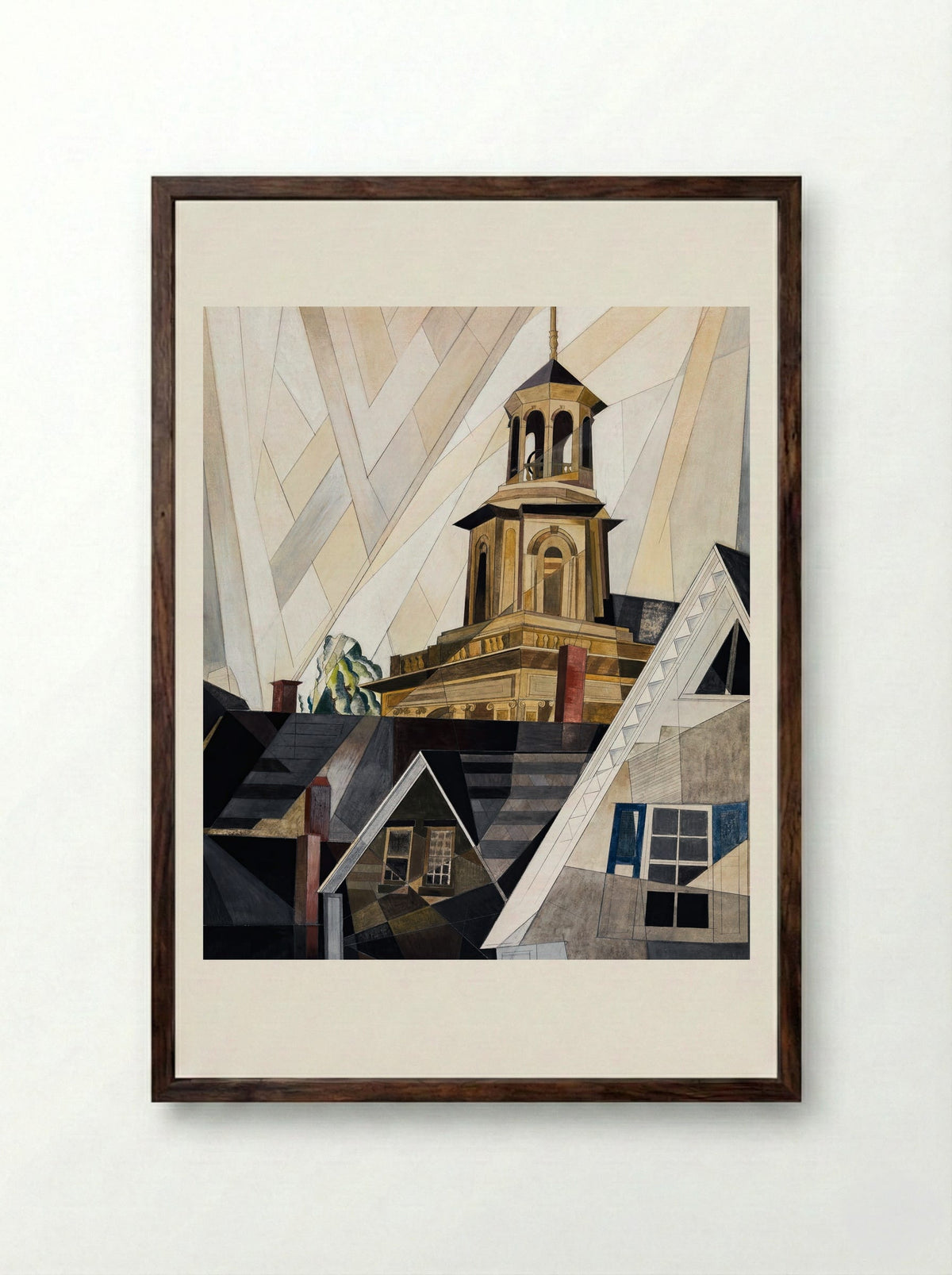 After Sir Christopher Wren (Church Tower) - Charles Demuth - Framed Print Dark Wood