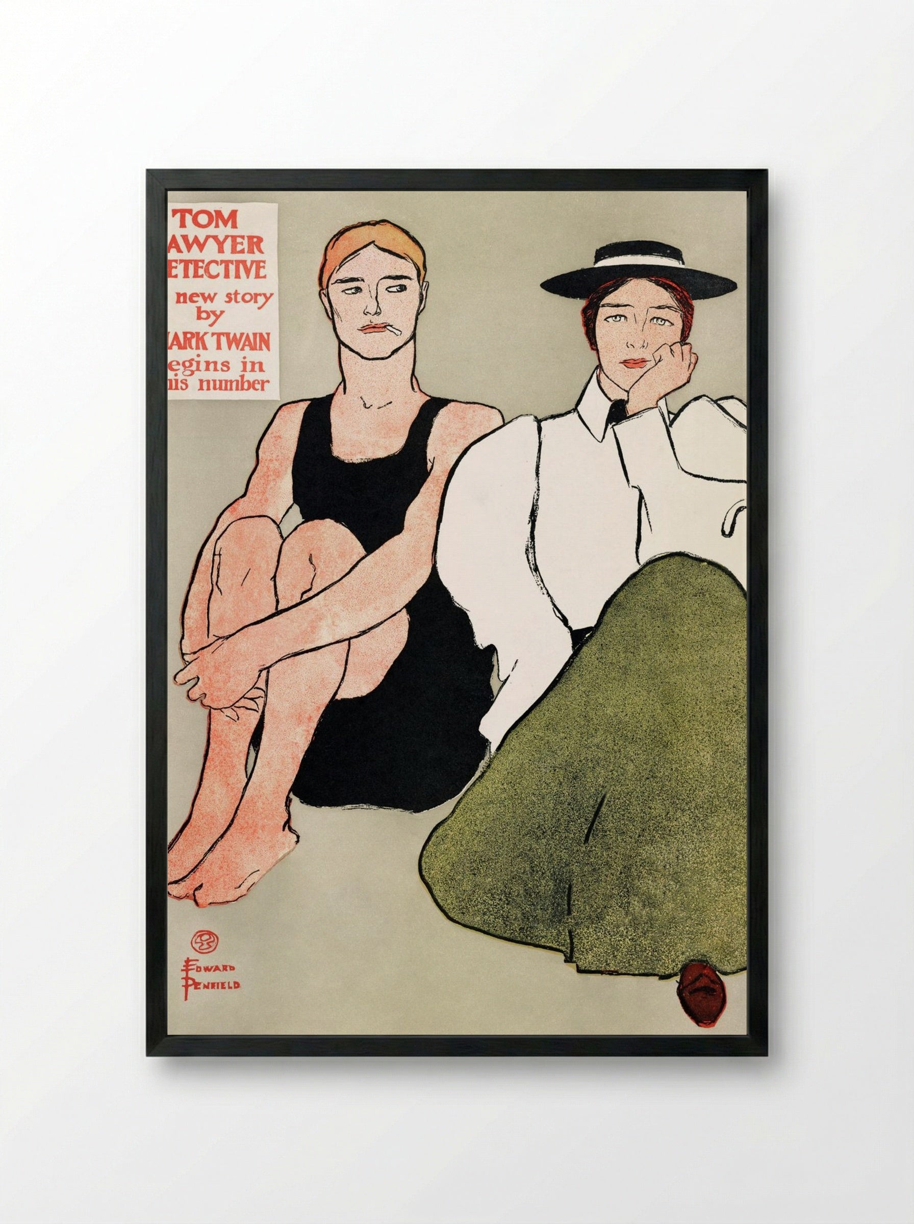 Two Seated Women - Edward Penfield - Framed Print Black