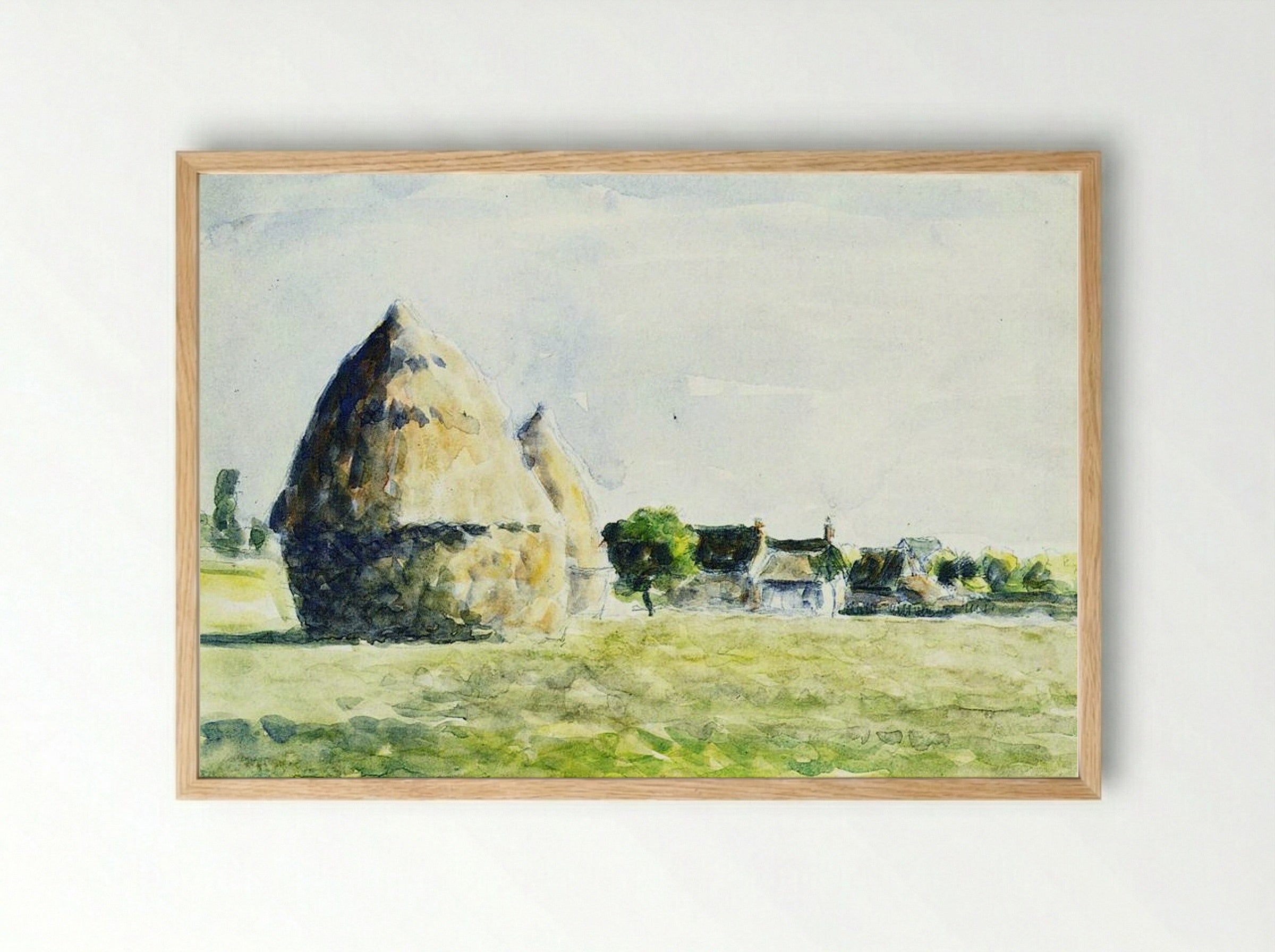 Haystacks, Eragny - Camille Pissarro - Framed Print Wood