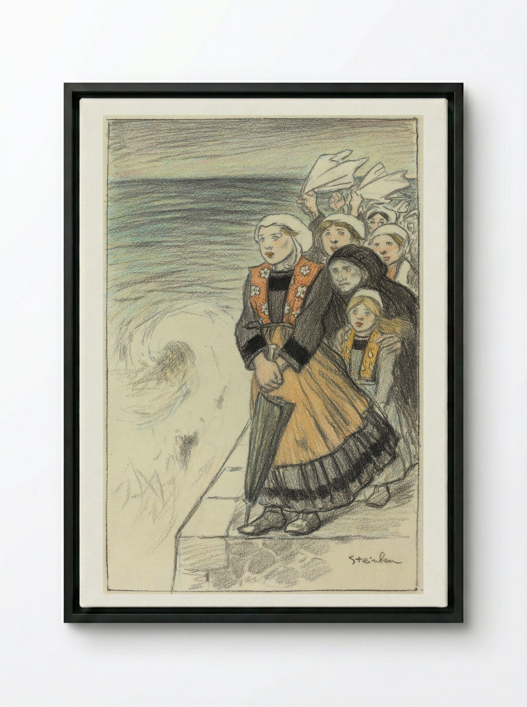 Sailors' Wives - Théophile Alexandre Steinlen - Framed Canvas Black