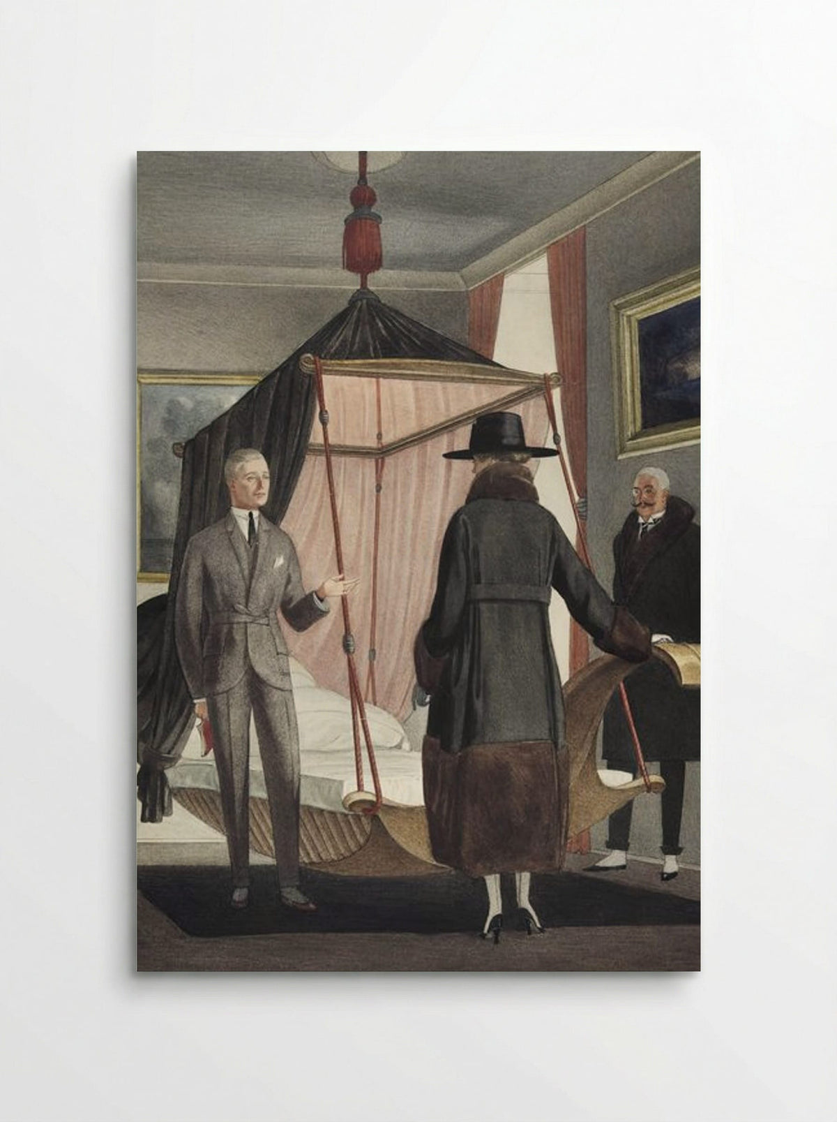 Two Men and a Woman in a Bedroom - Otto Friedrich Carl Lendecke - Poster