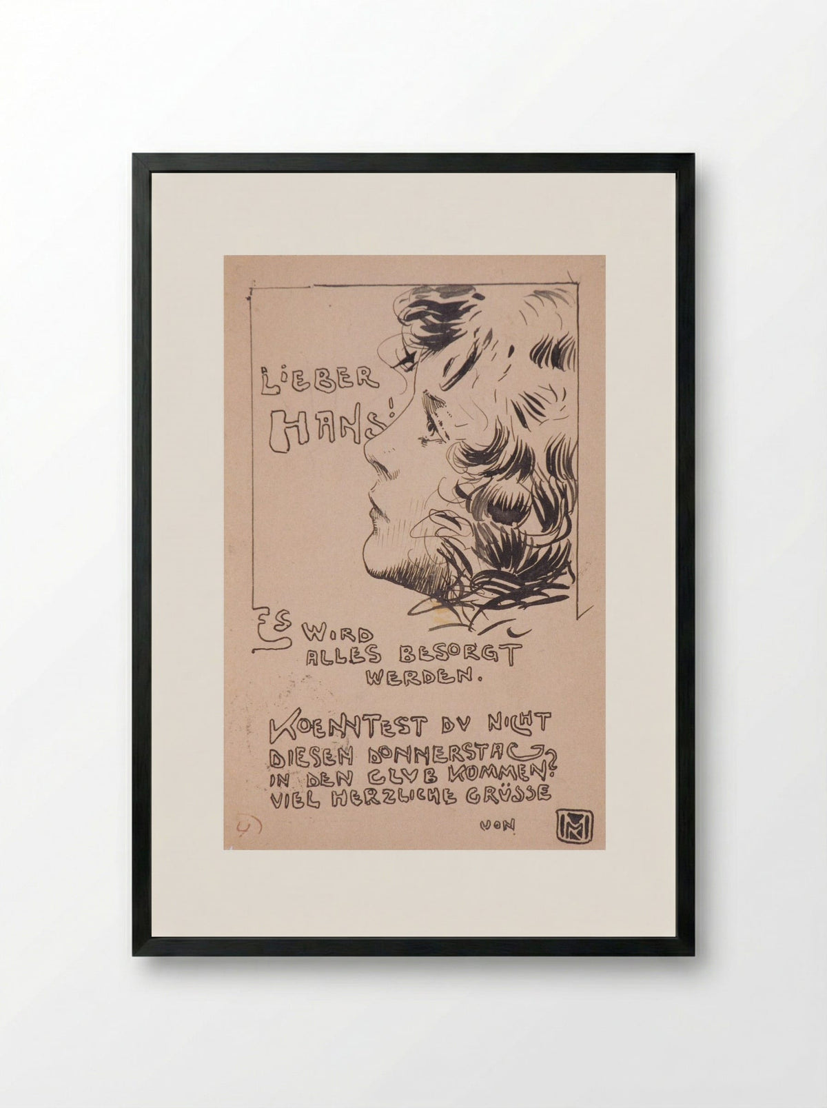 Head of the Girl - Koloman Moser - Framed Print Black