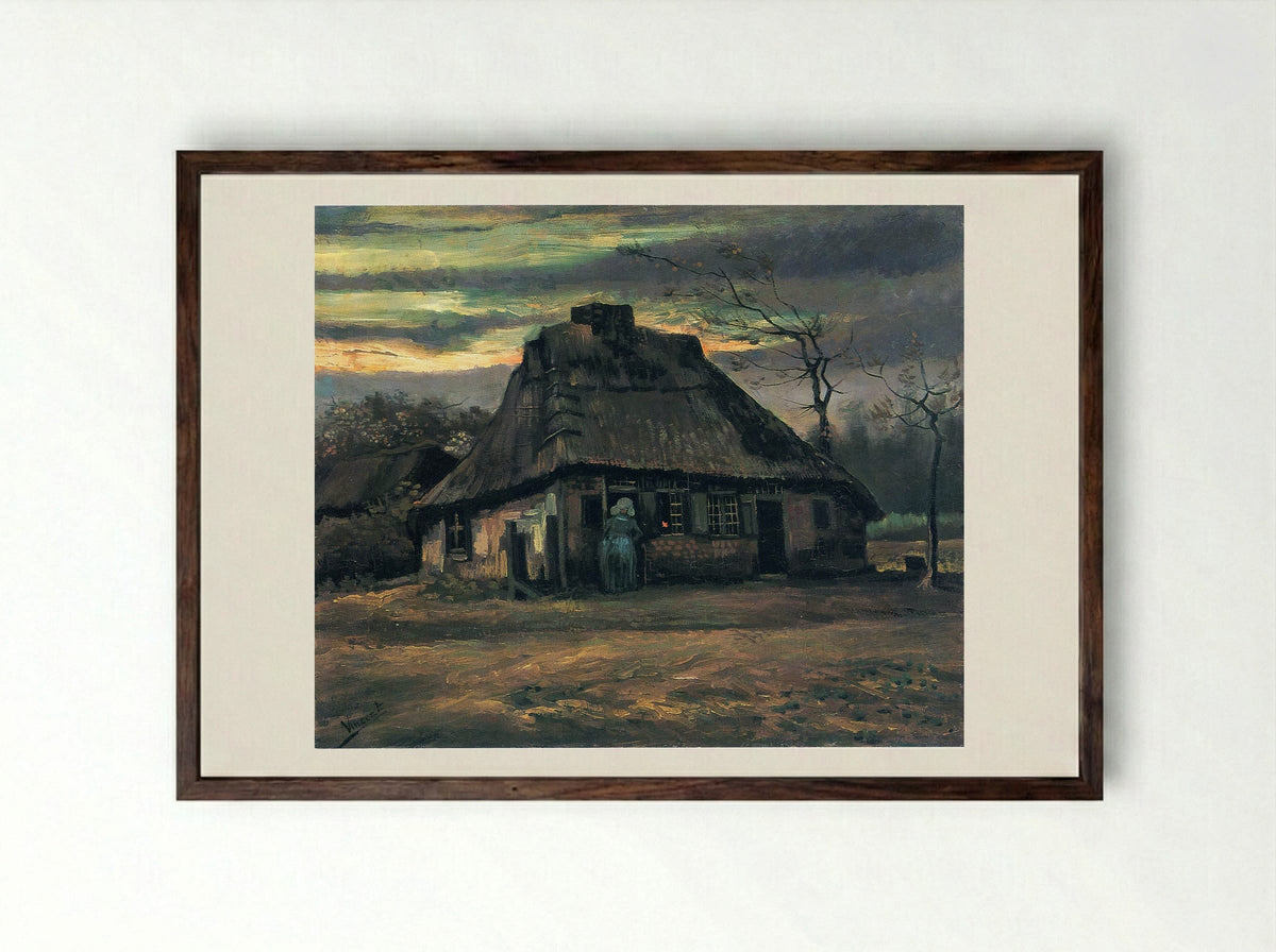 The Cottage - Vincent van Gogh - Framed Print Dark Wood