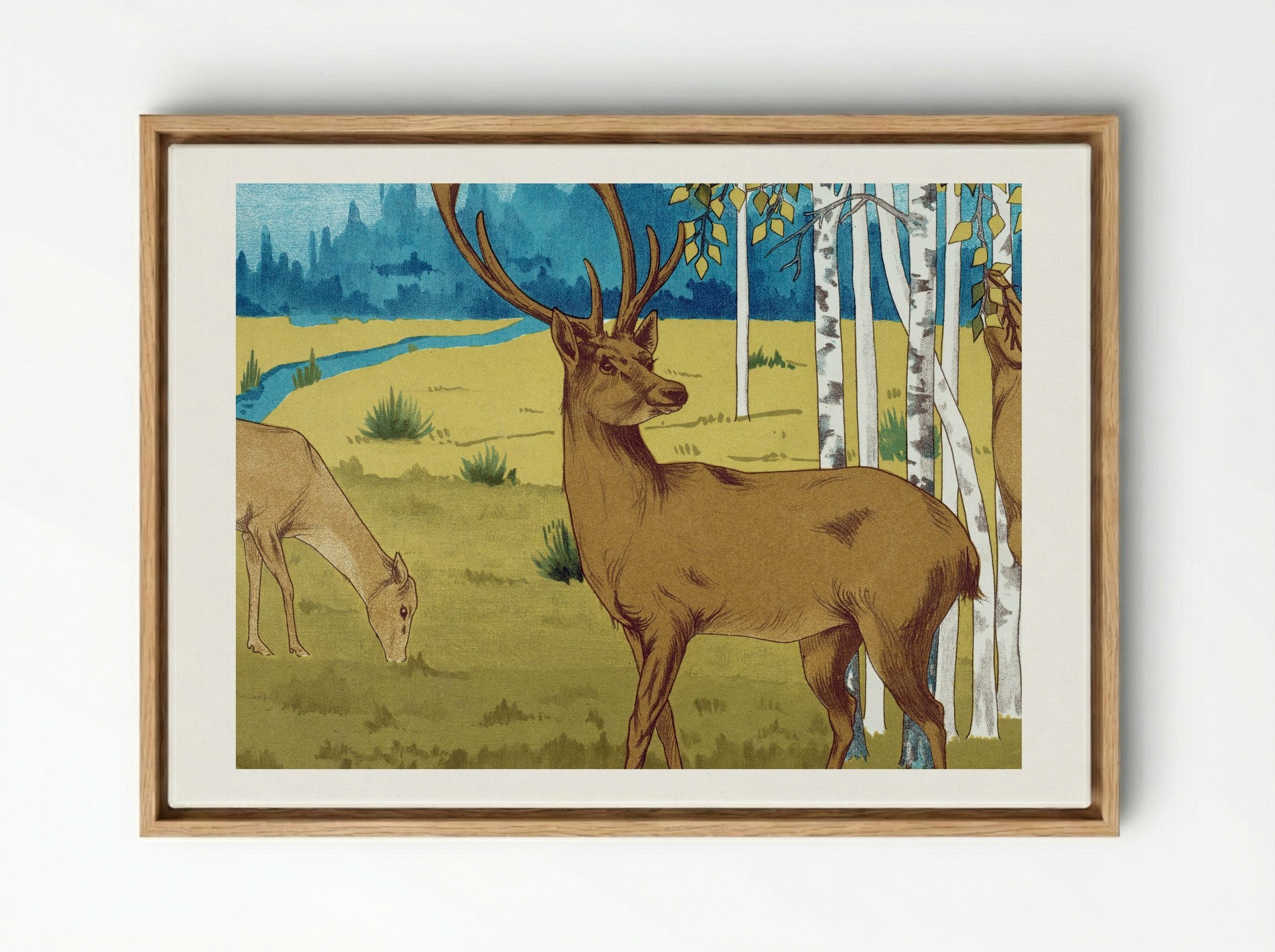 Cerfs (Deer) from L'animal dans la décoration - Maurice Pillard Verneuil - Framed Canvas Wood