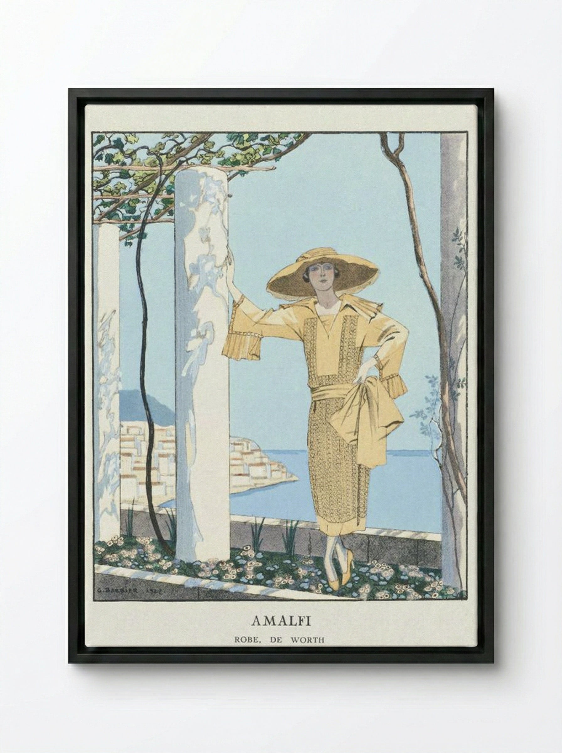 Amalfi, Robe de Worth - George Barbier - Framed Canvas Black