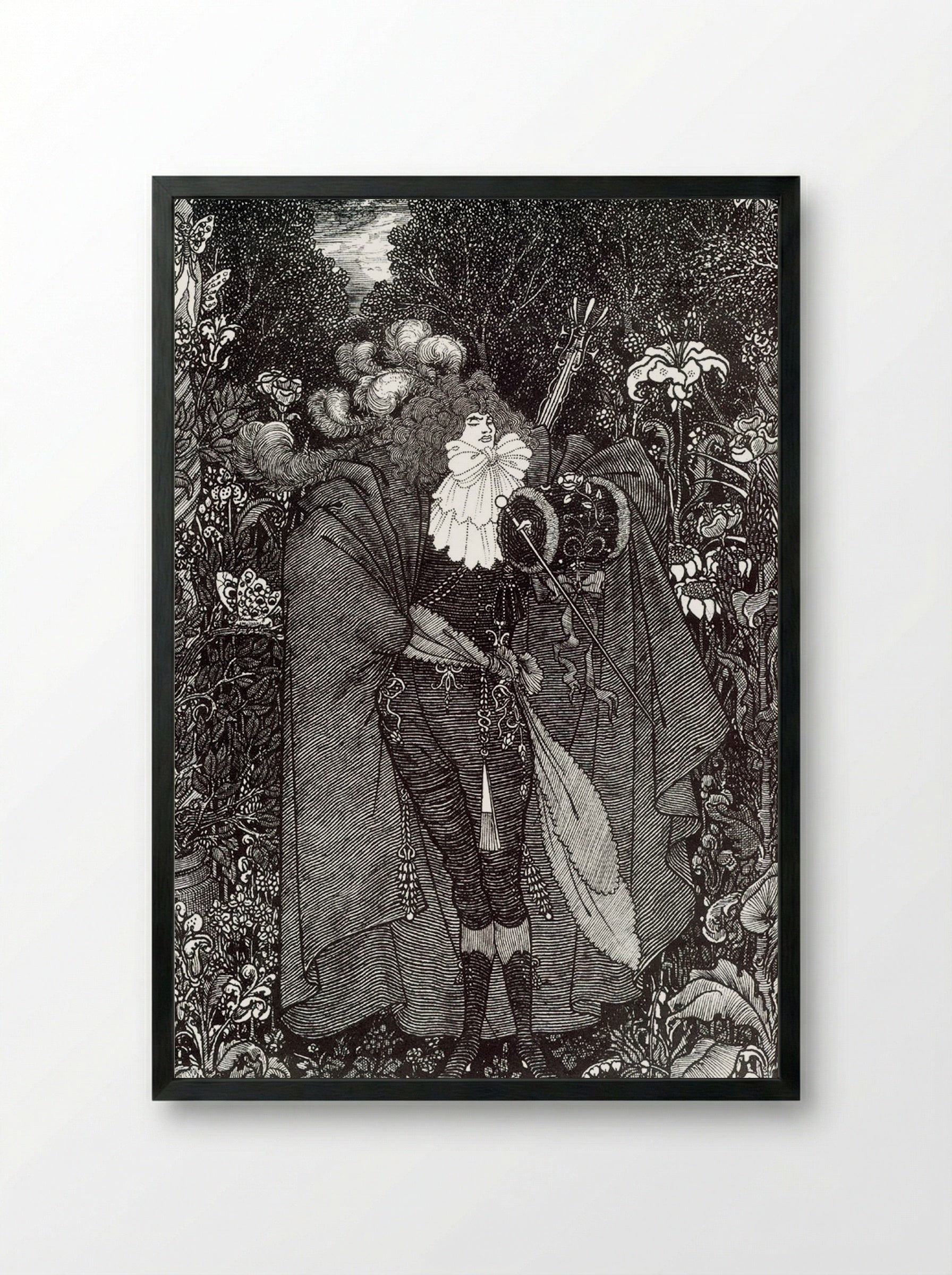 A Night Piece - Aubrey Beardsley - Framed Print Black