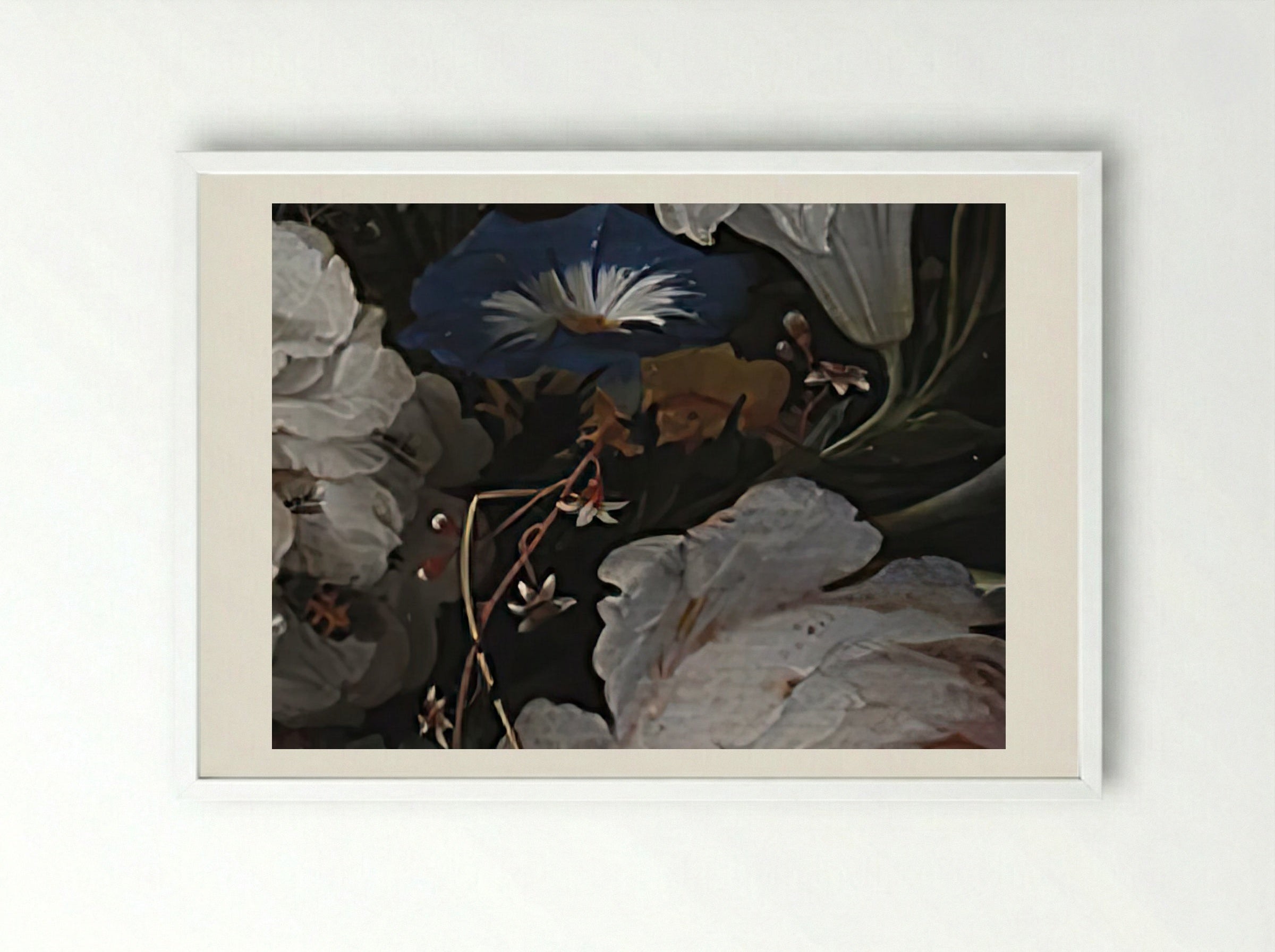 A Garland of Flowers - Abraham Mignon - Framed Print White