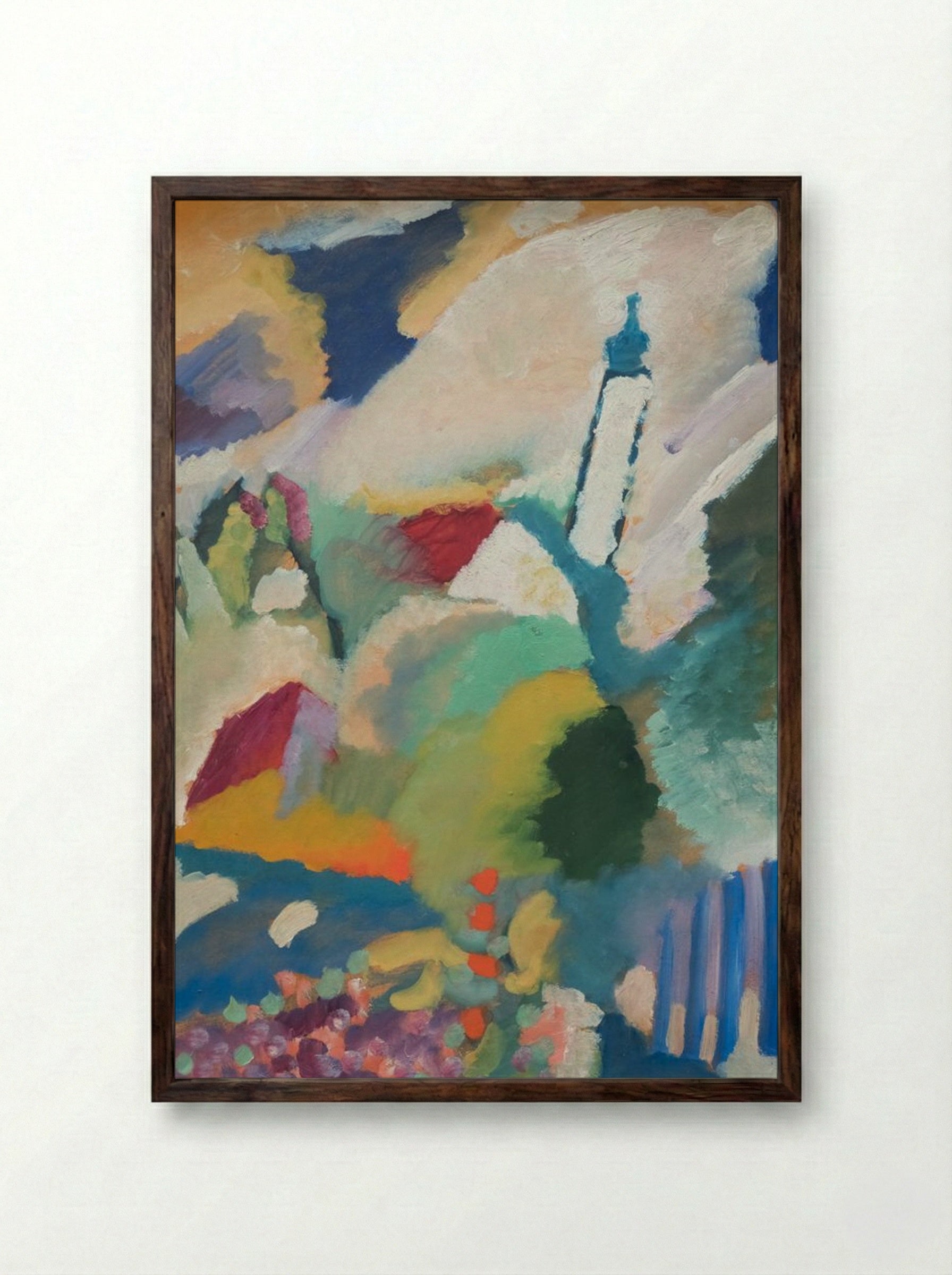 Murnau with Church - Wassily Kandinsky - Framed Print Dark Wood