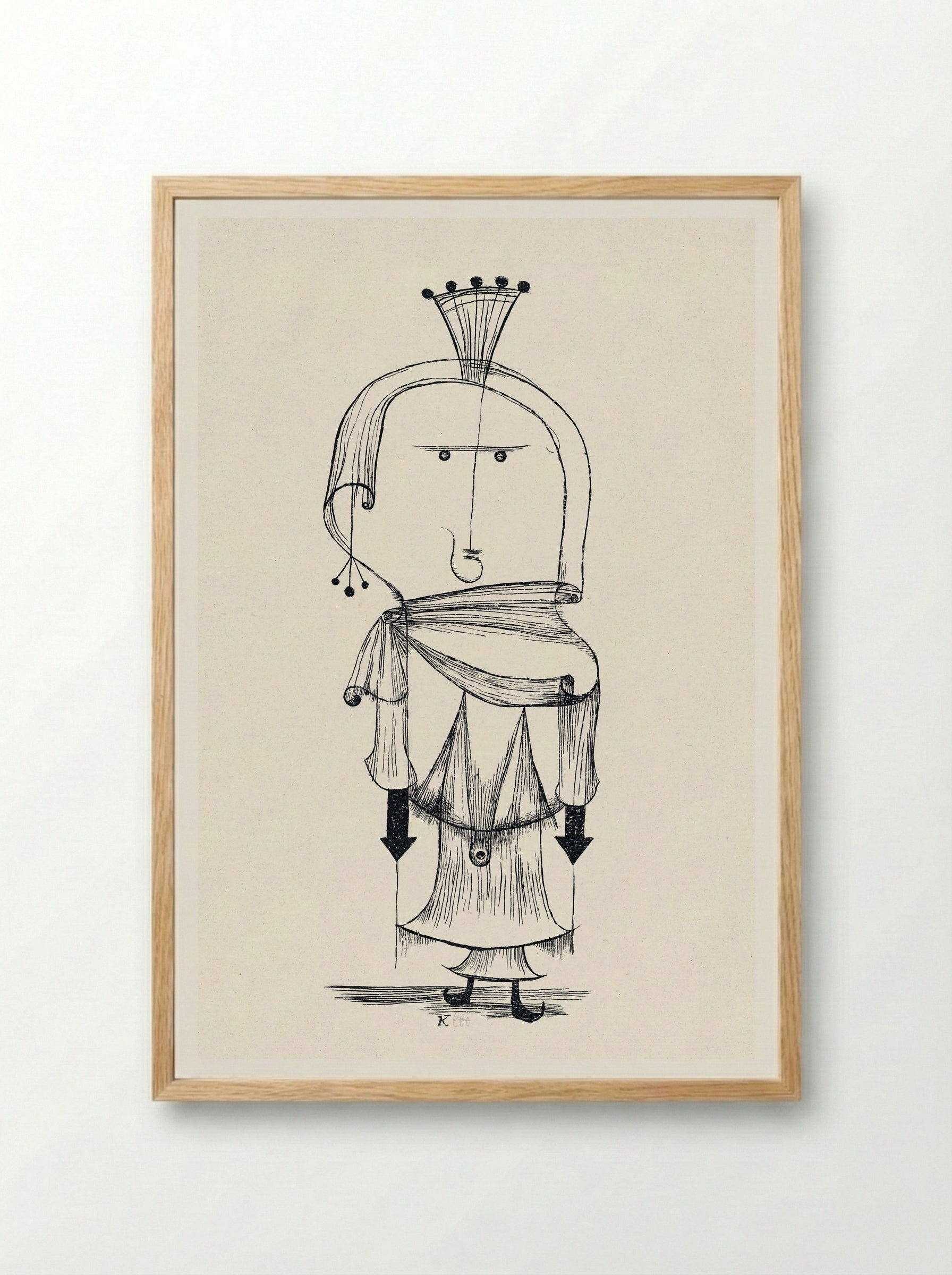 Die Hexe mit dem Kamm (Witch with a Comb) - Paul Klee - Framed Print Wood
