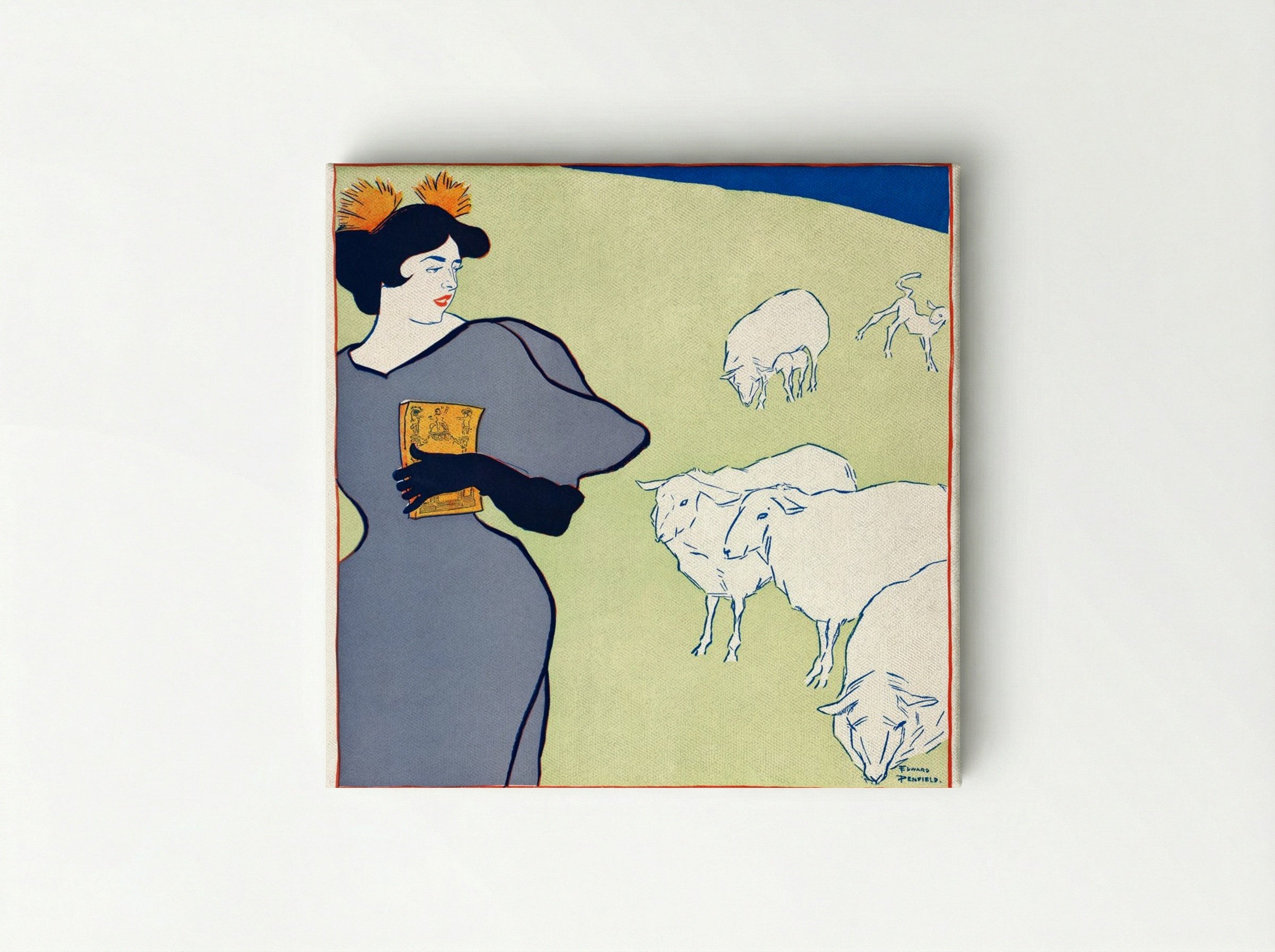 Woman and Sheep - Edward Penfield - Canvas