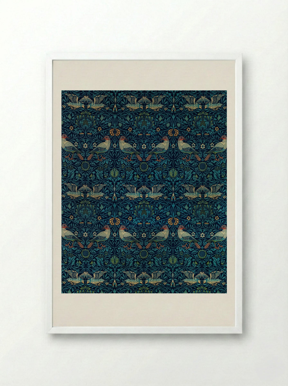 Bird and Anemone - William Morris - Framed Print White
