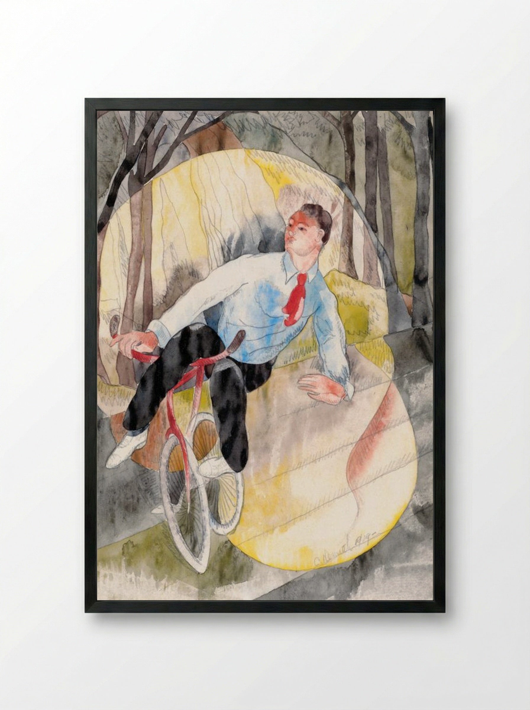In Vaudeville: The Bicycle Rider - Charles Demuth - Framed Print Black