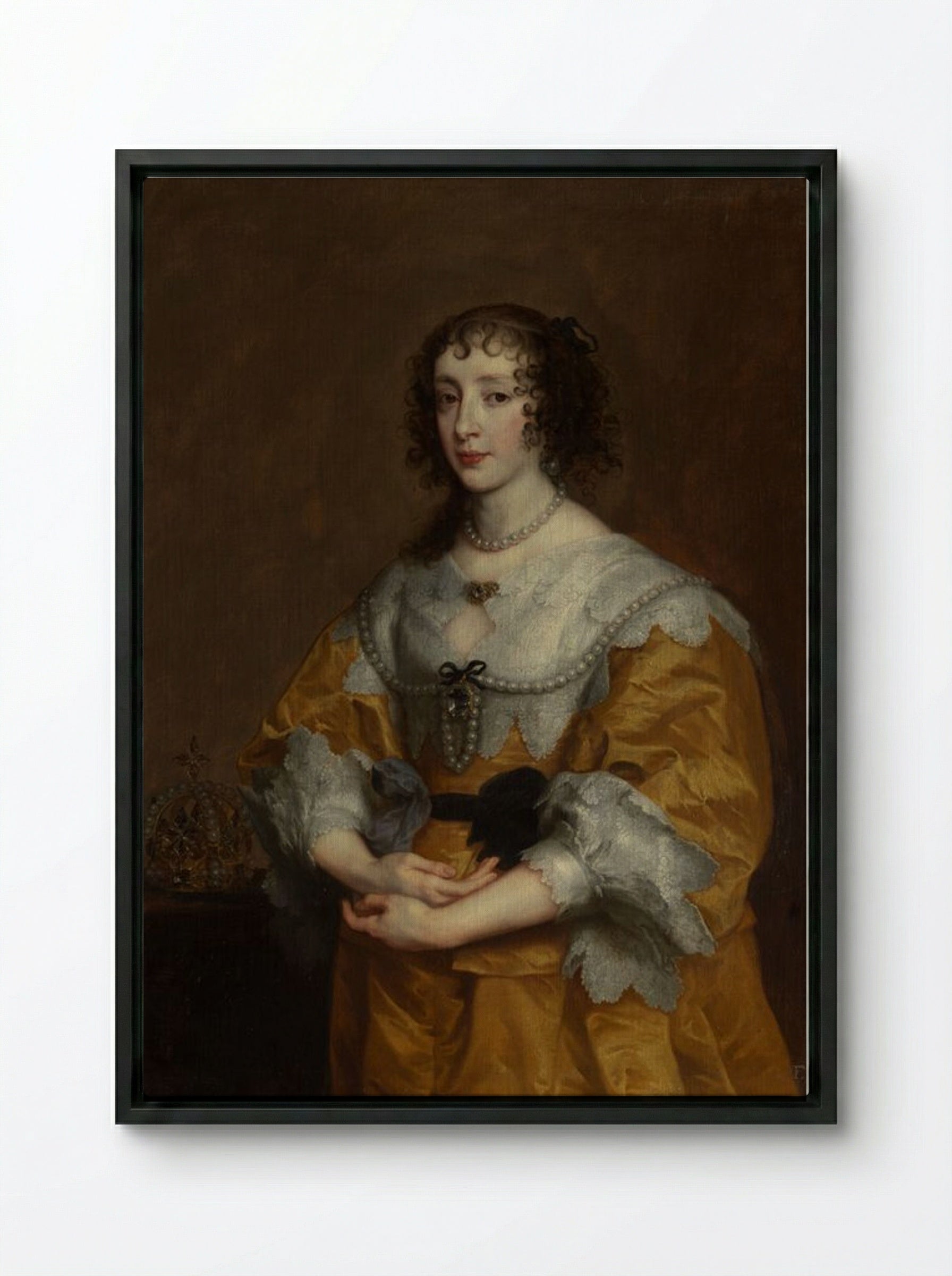Queen Henrietta Maria - Anthony van Dyck - Framed Canvas Black