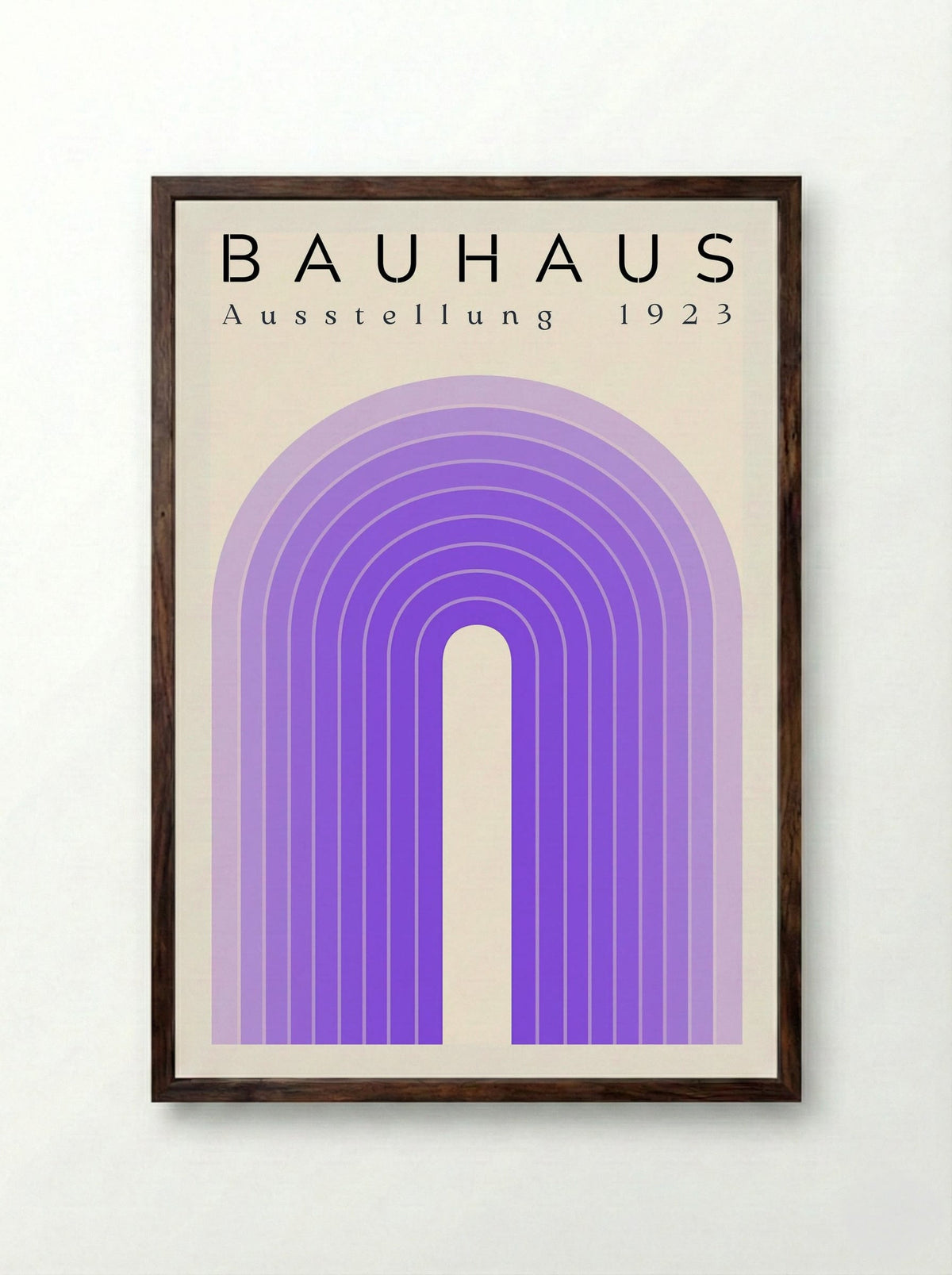 Bauhaus Violet Arch – 1923 Exhibition Poster - Framed Print Dark Wood