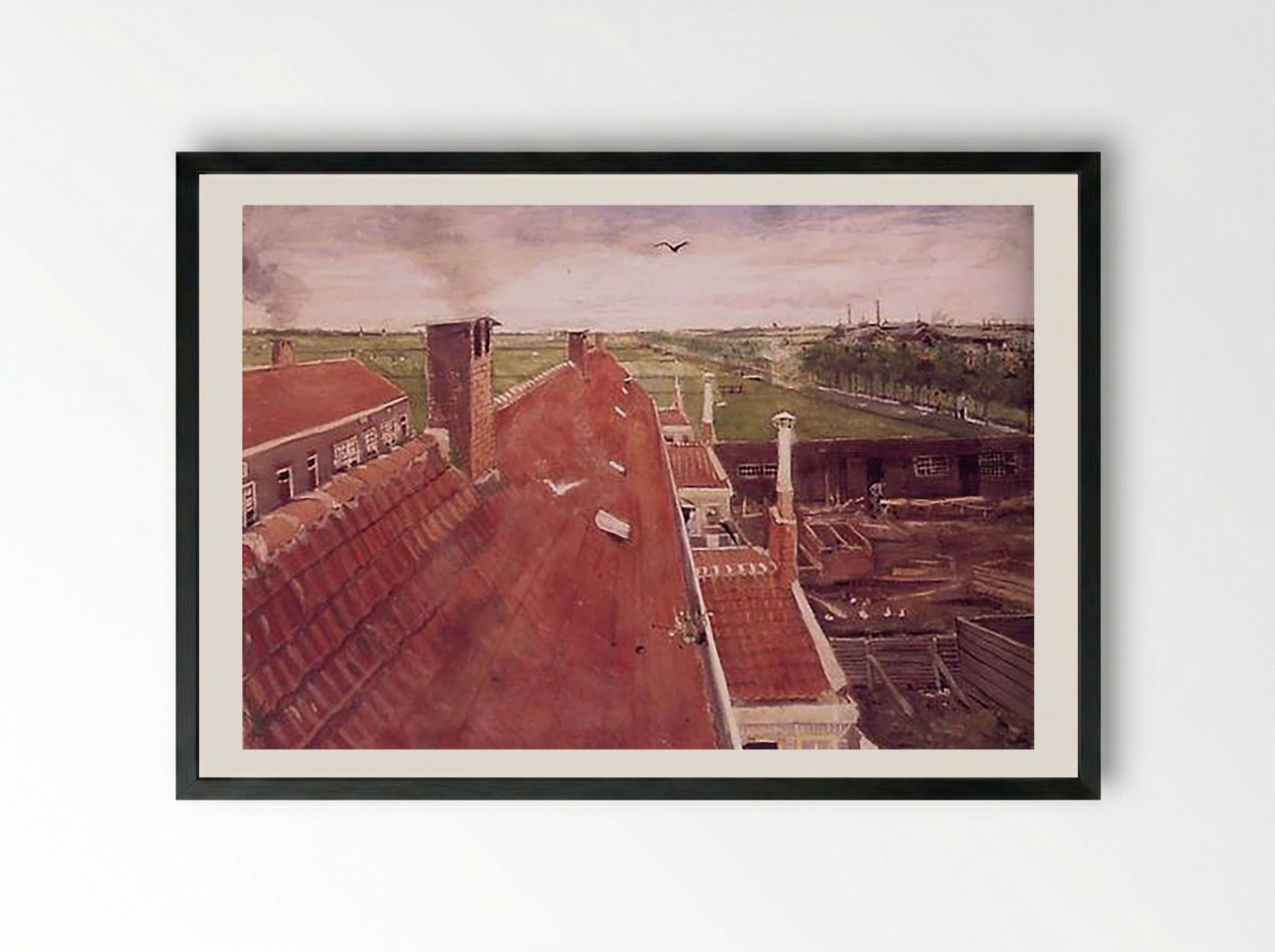 Rooftops, Seen from the Atelier at The Hague - Vincent van Gogh - Framed Print Black