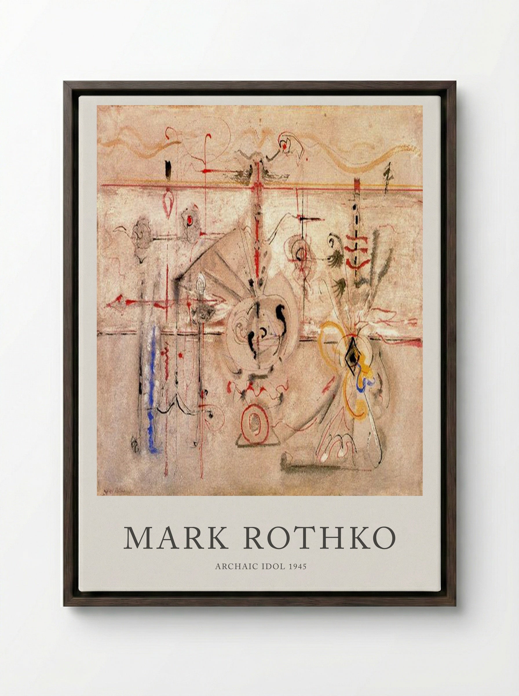 Archaic Idol - Mark Rothko - Framed Canvas Dark Wood