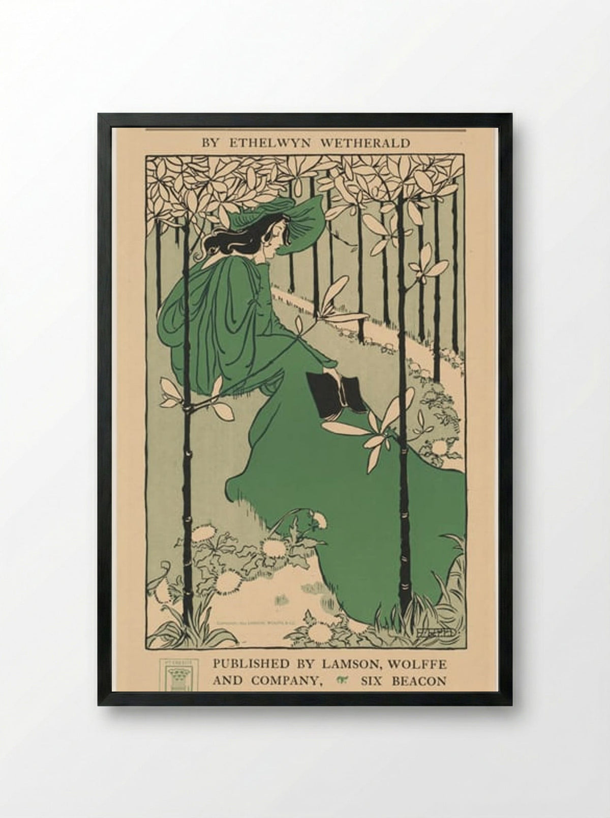 The House of the Trees and Other Poems by Ethelwyn Wetherald (Book Cover) - Ethel Reed - Framed Print Black