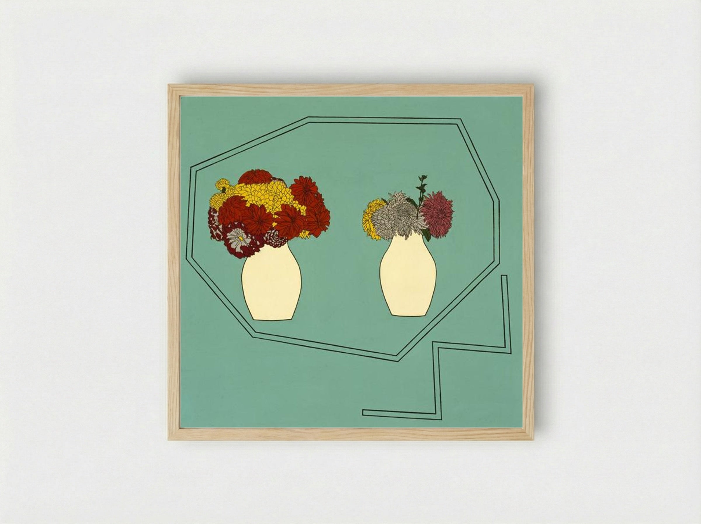 Vases of Flowers - Patrick Caulfield - Framed Print Wood
