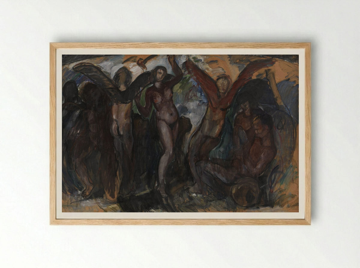 Figure Composition with Back Edges - Jens Adolf Jerichau - Framed Print Wood
