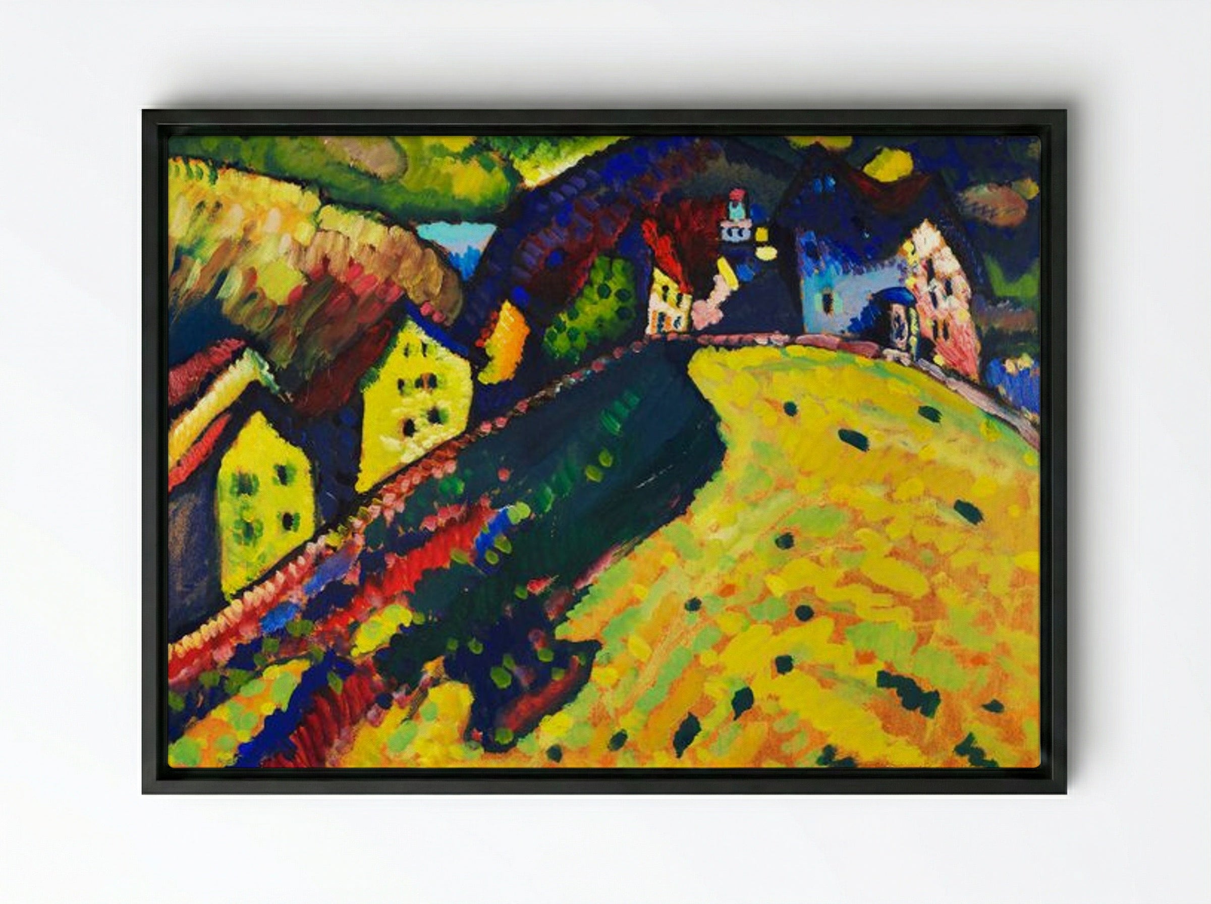Houses at Murnau - Wassily Kandinsky - Framed Canvas Black