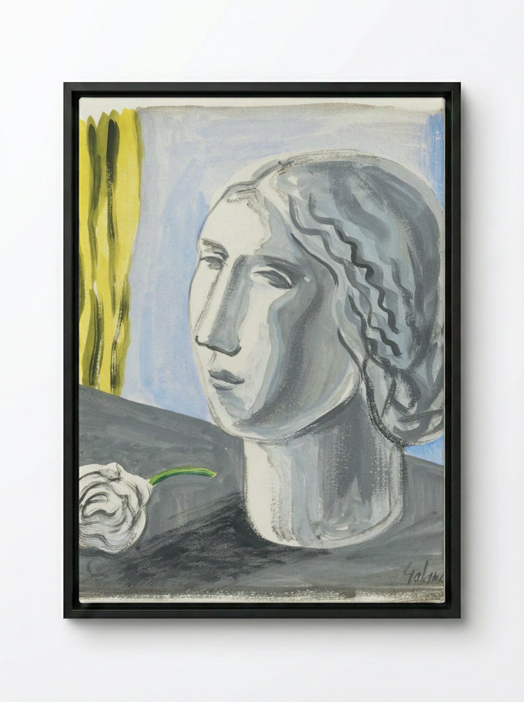 Fragment of Female Head - Mikuláš Galanda - Framed Canvas Black