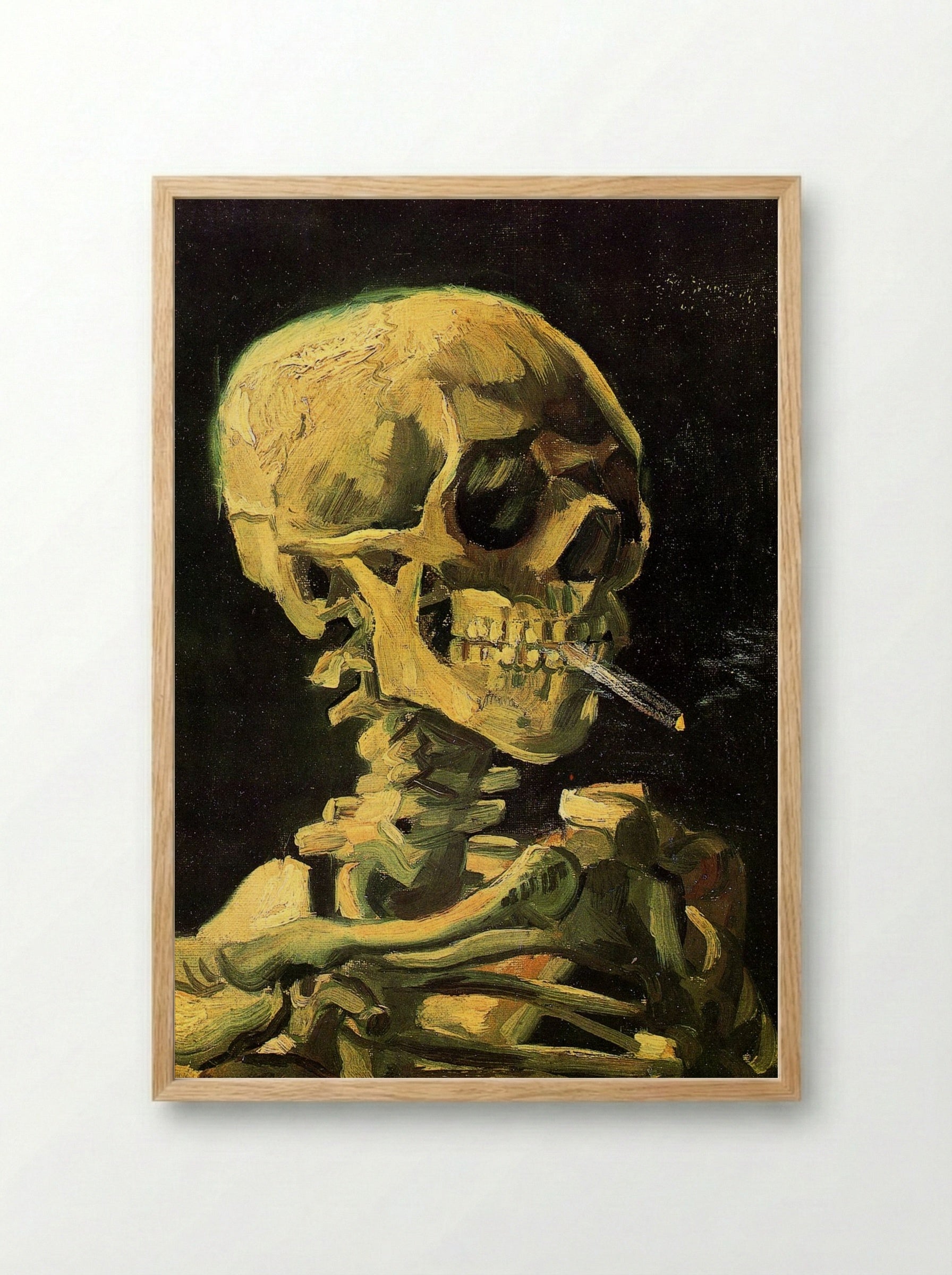 Head of a Skeleton with Burning Cigarette - Vincent van Gogh - Framed Print Wood