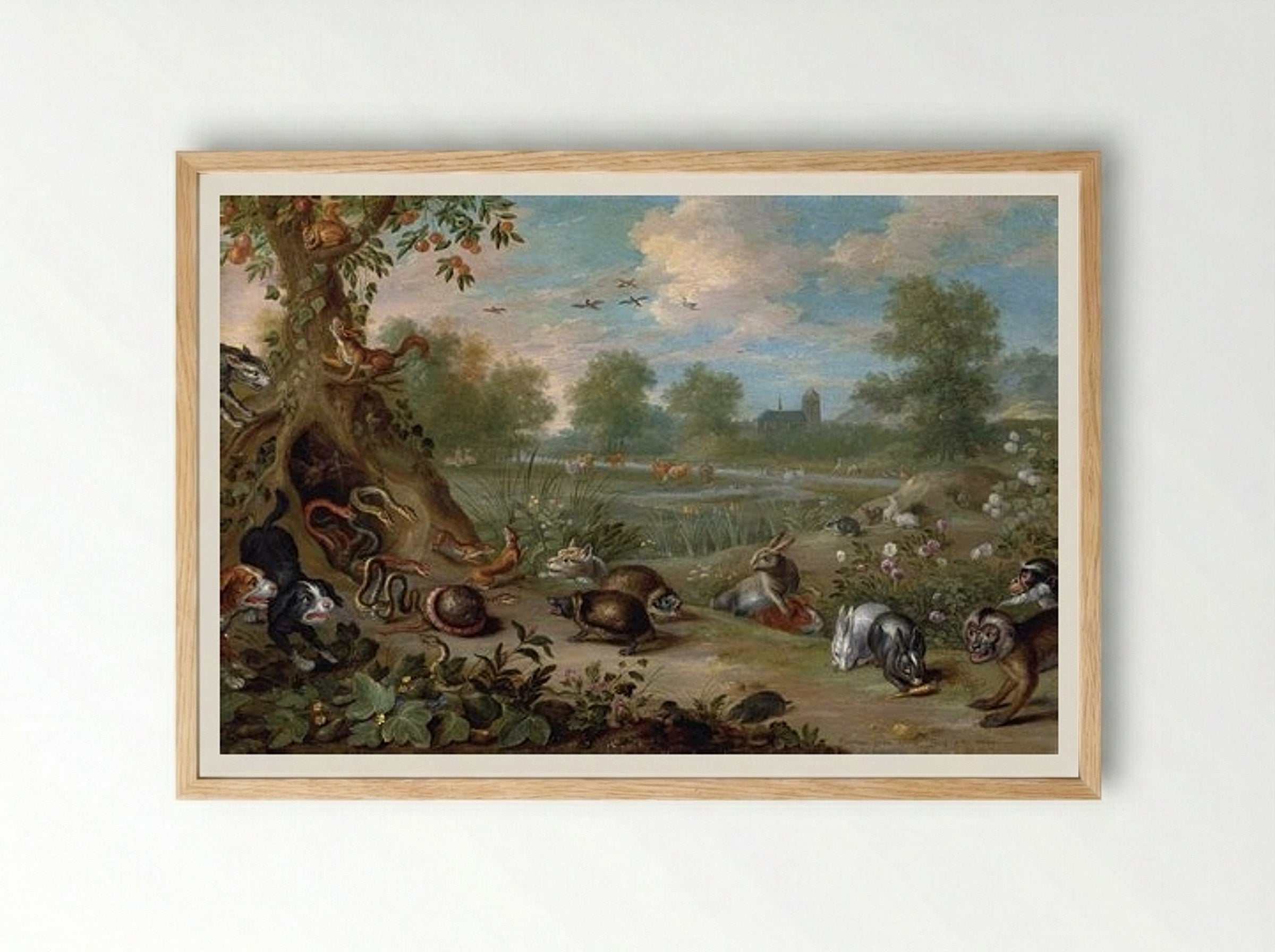 Allegory of the Garden of Eden - Jan van Kessel the Elder - Framed Print Wood