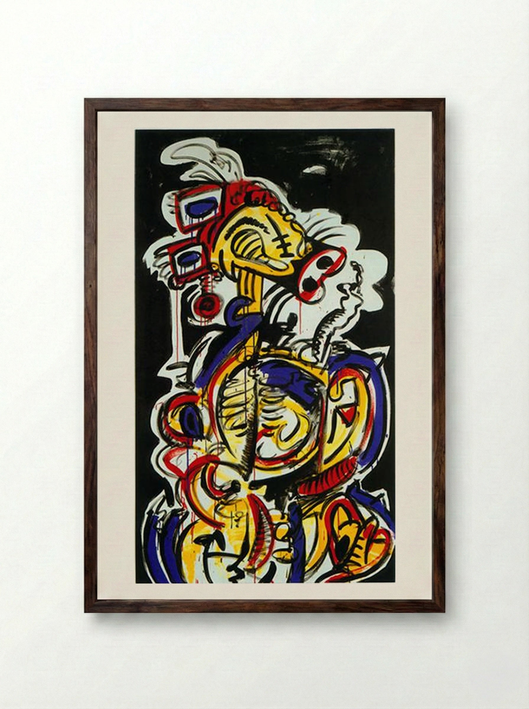Red-Yellow-Blue No.15 - Keith Haring - Framed Print Dark Wood
