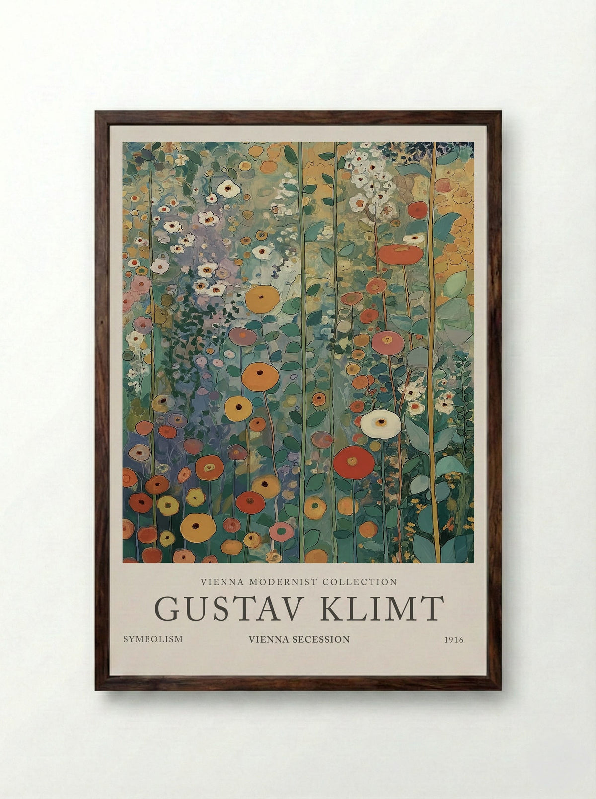 Verdant Garden Light - Gustav Klimt - Framed Print Dark Wood