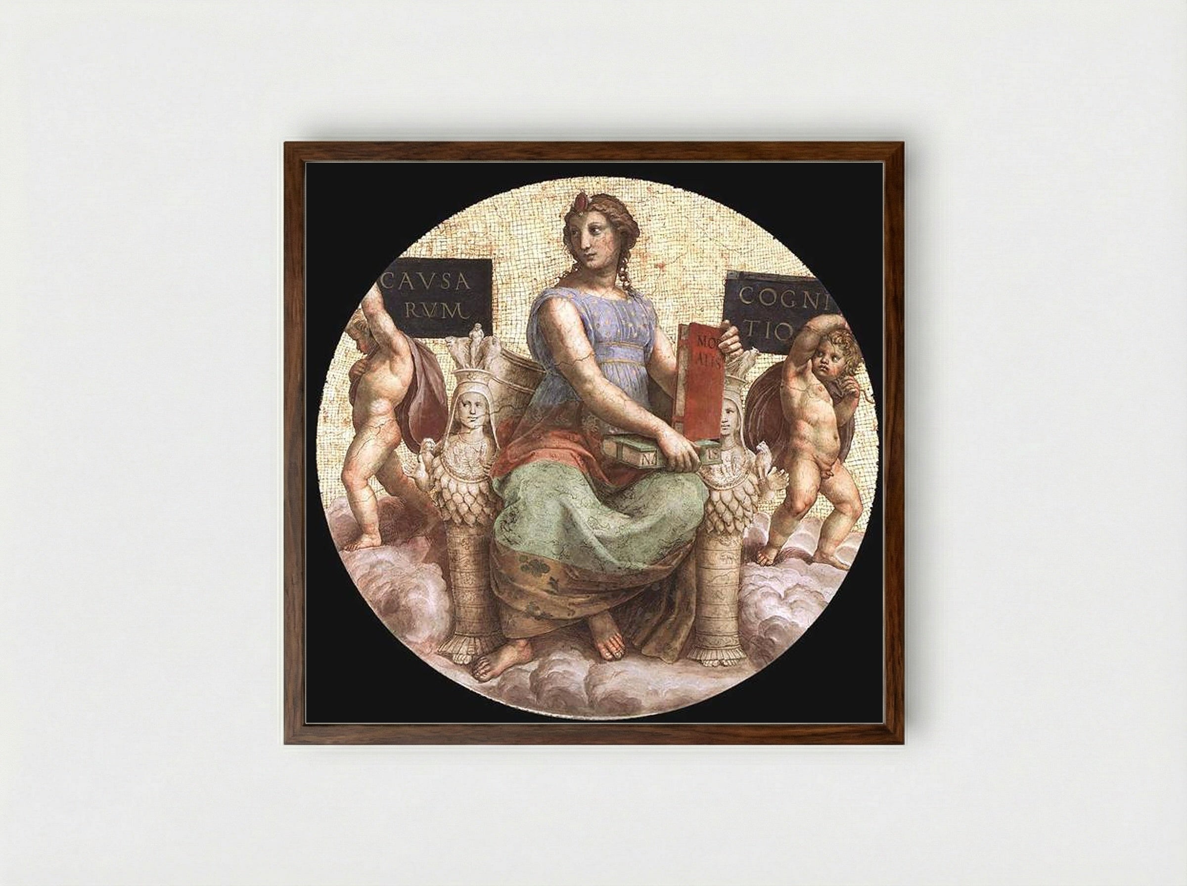 Philosophy, from the 'Stanza della Segnatura' - Raphael - Framed Print Dark Wood