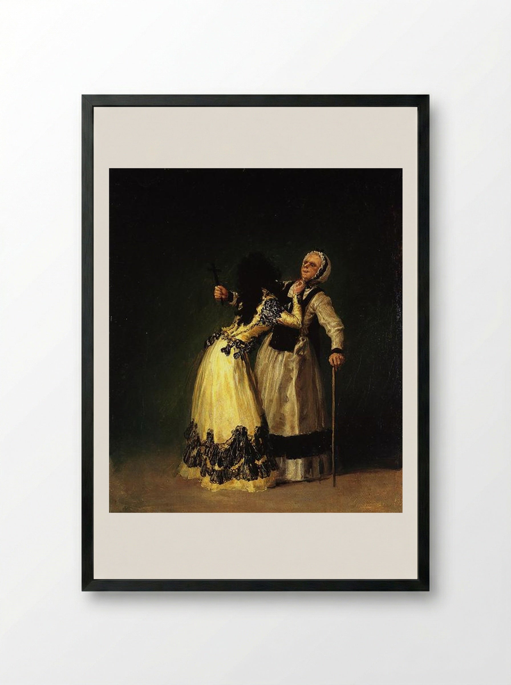 The Duchess of Alba and Her Duenna - Francisco Goya - Framed Print Black