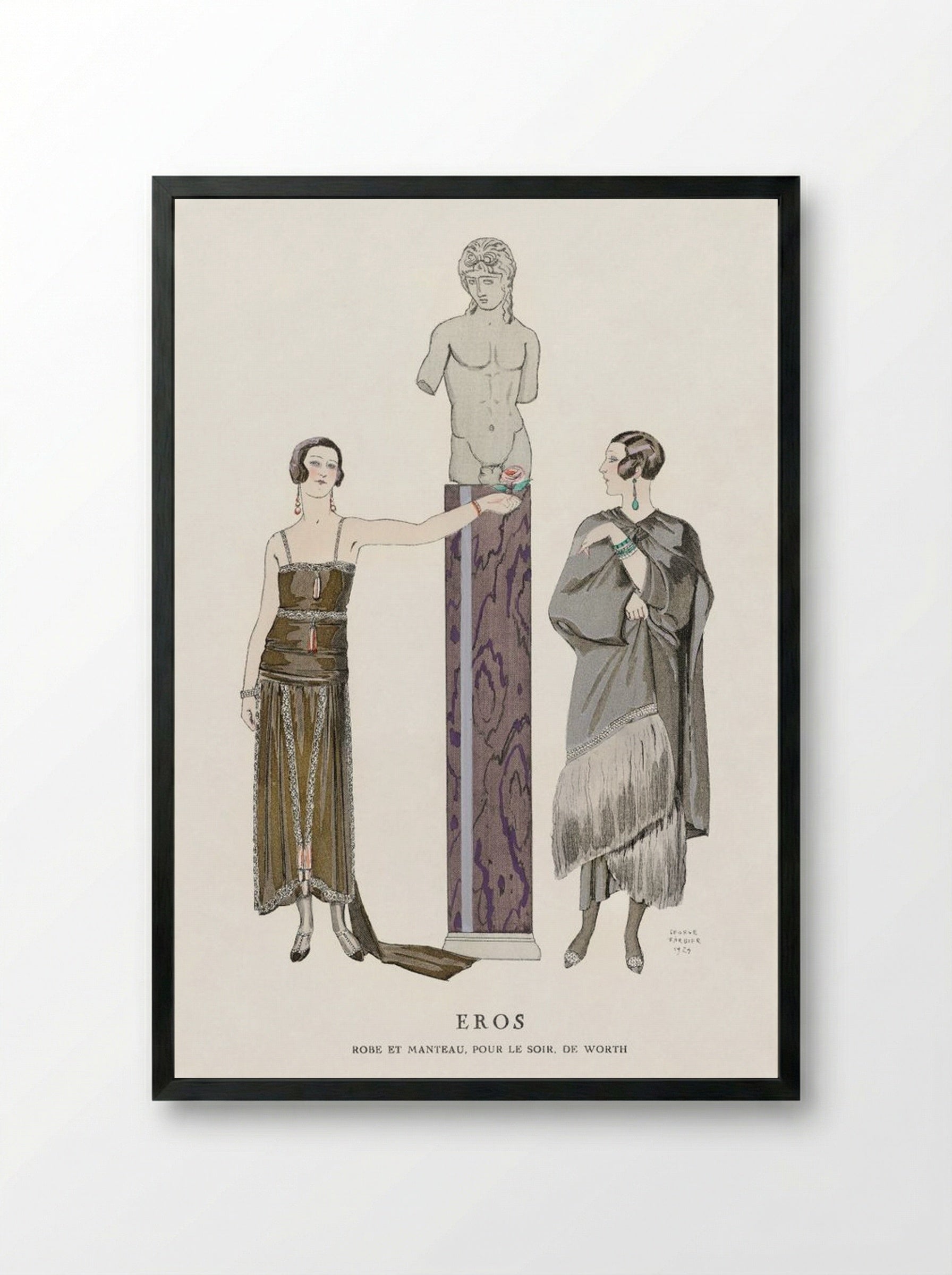 Eros: Robe et Manteau pour le Soir, de Worth - George Barbier - Framed Print Black