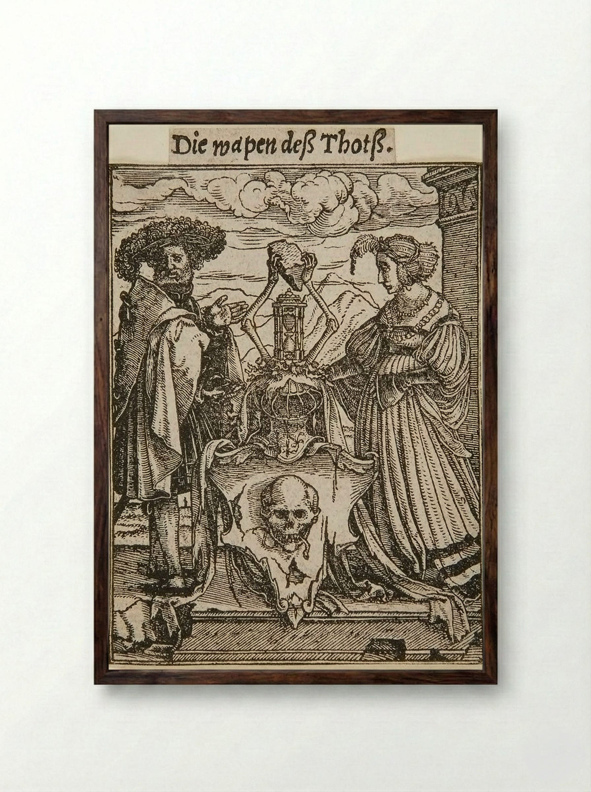 The Arms of Death - Hans Holbein the Younger - Framed Print Dark Wood