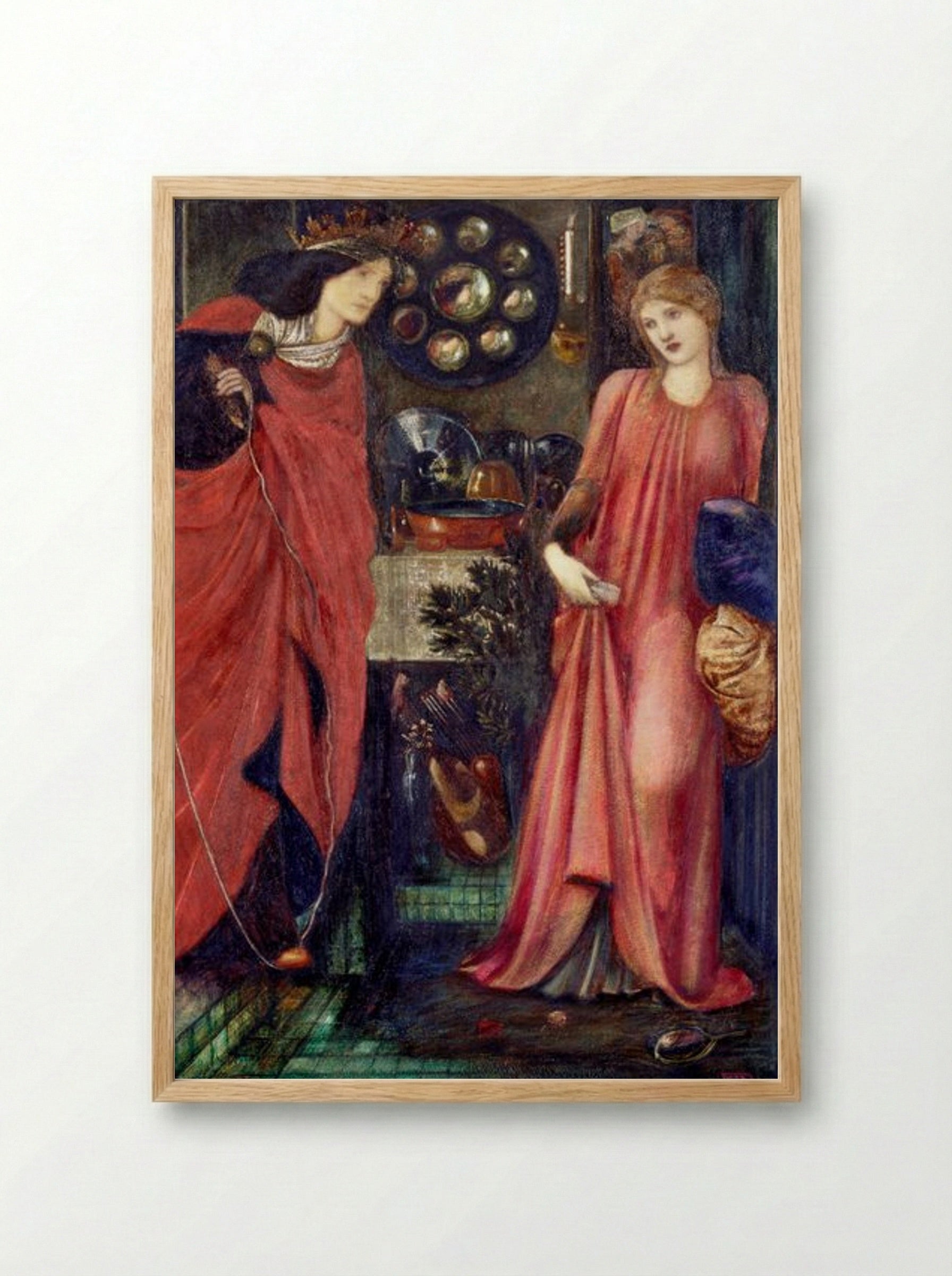 Fair Rosamund and Queen Eleanor - Edward Burne-Jones - Framed Print Wood