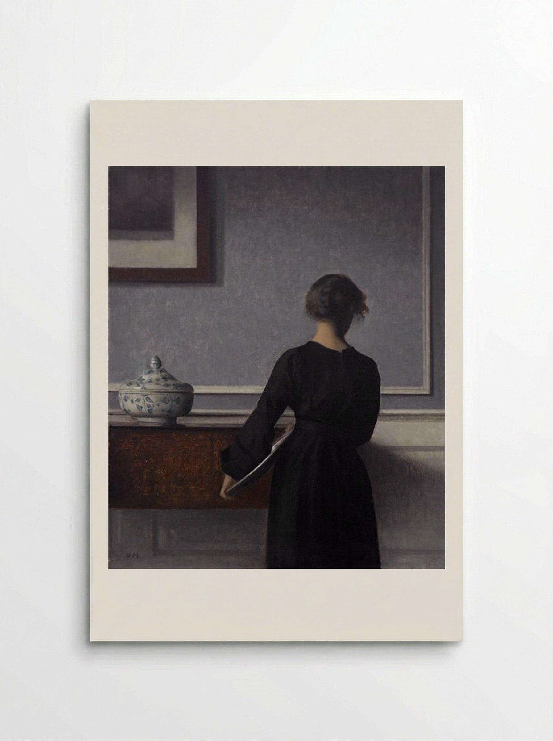 Interior with Young Woman from Behind - Vilhelm Hammershøi - Poster