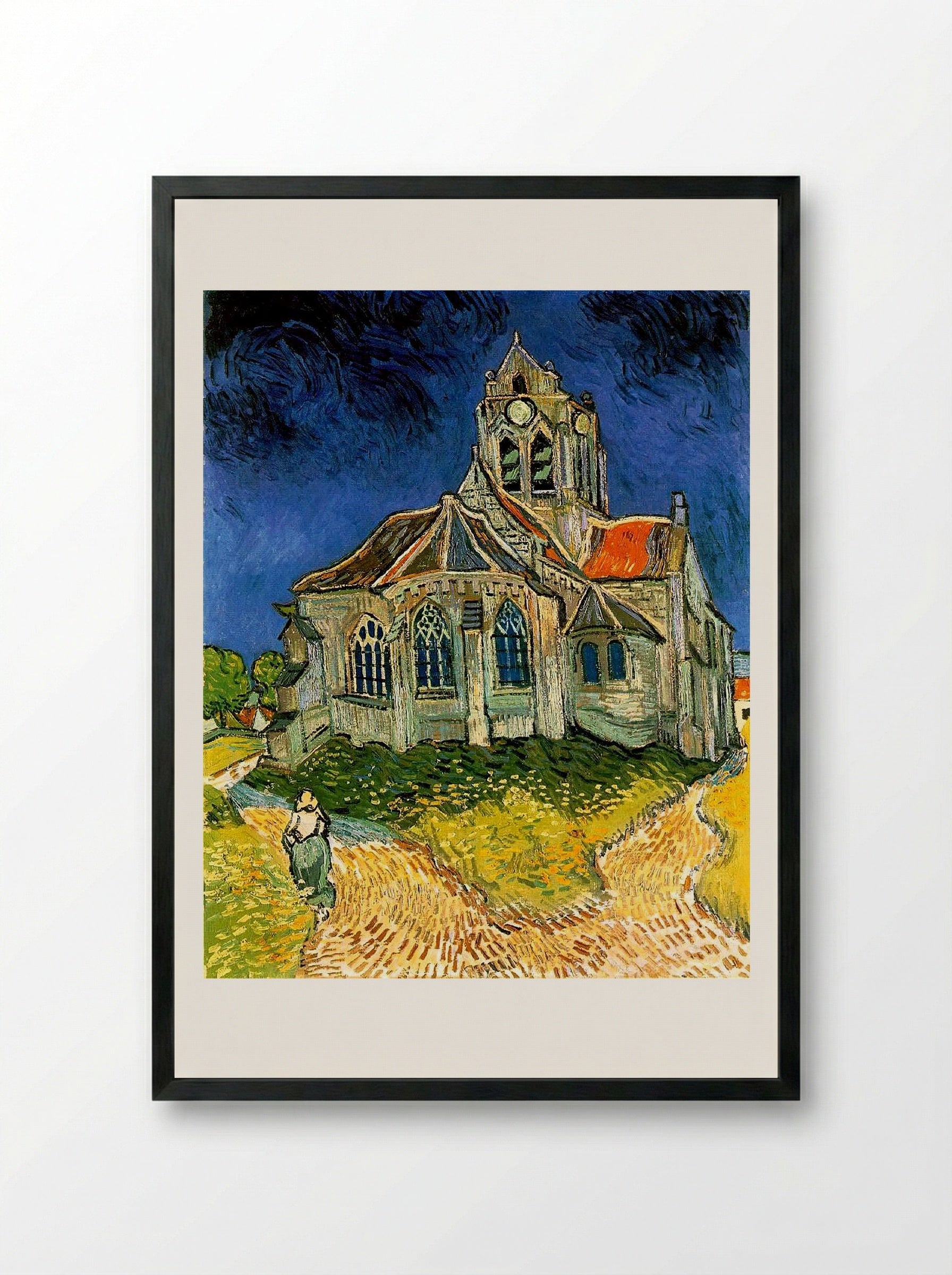 The Church at Auvers - Vincent van Gogh - Framed Print Black
