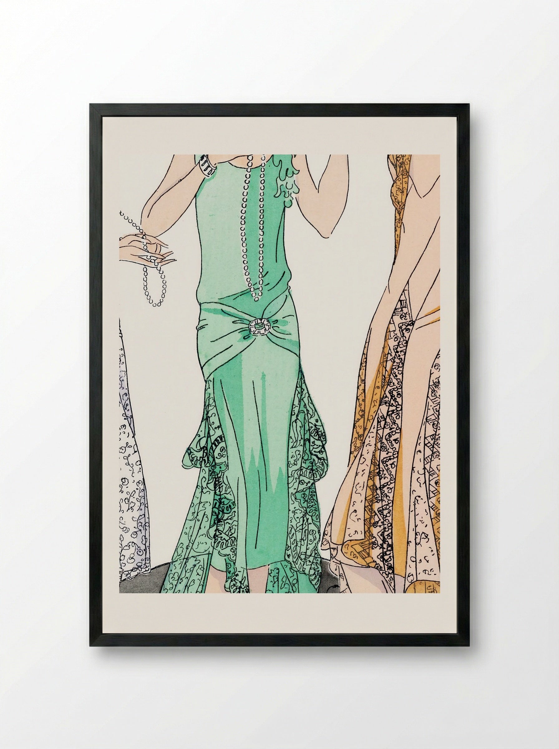 Three Evening Dresses with Lace - V. Racine - Framed Print Black