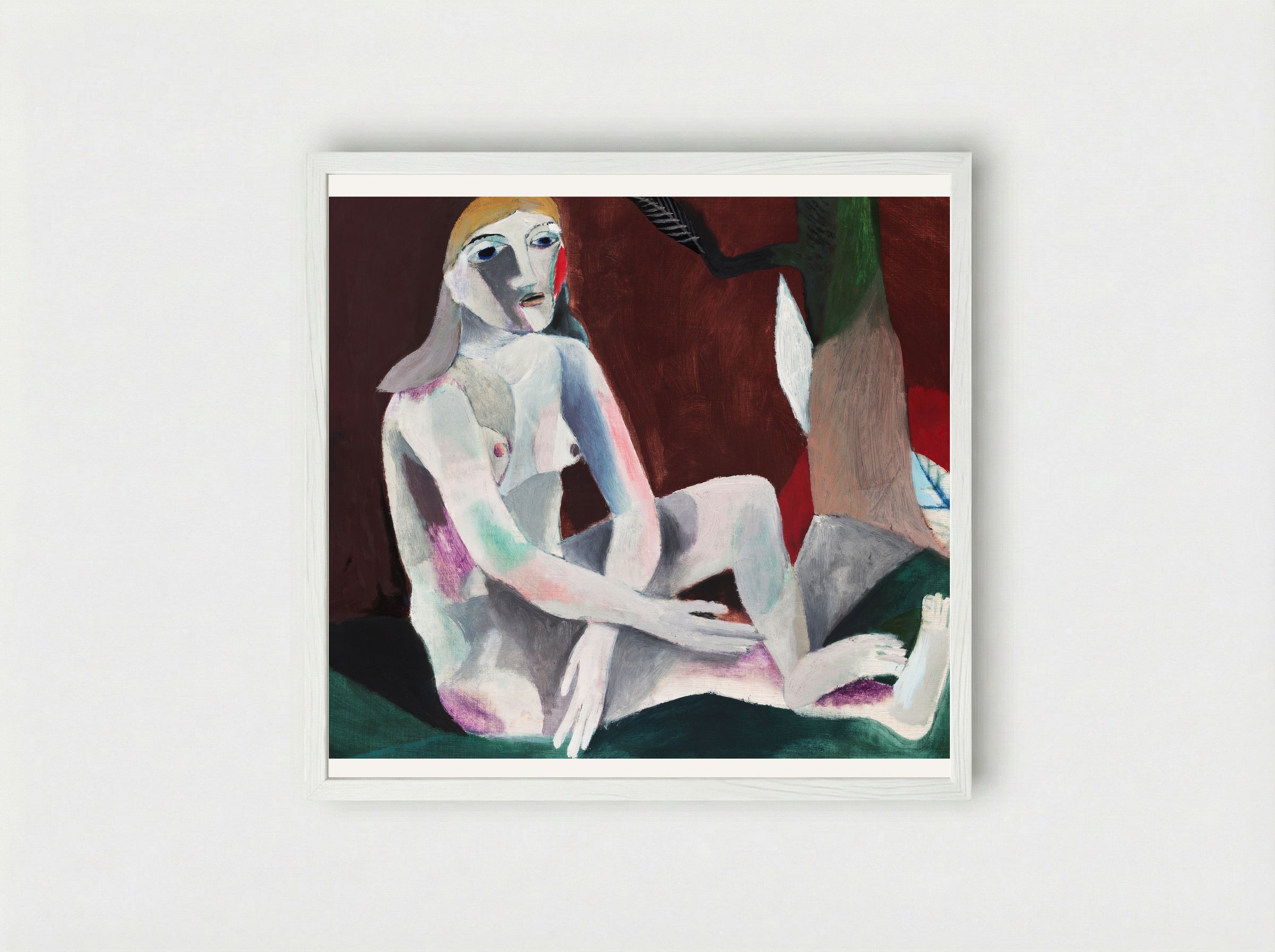 Seated Nude - Heinrich Campendonk - Framed Print White
