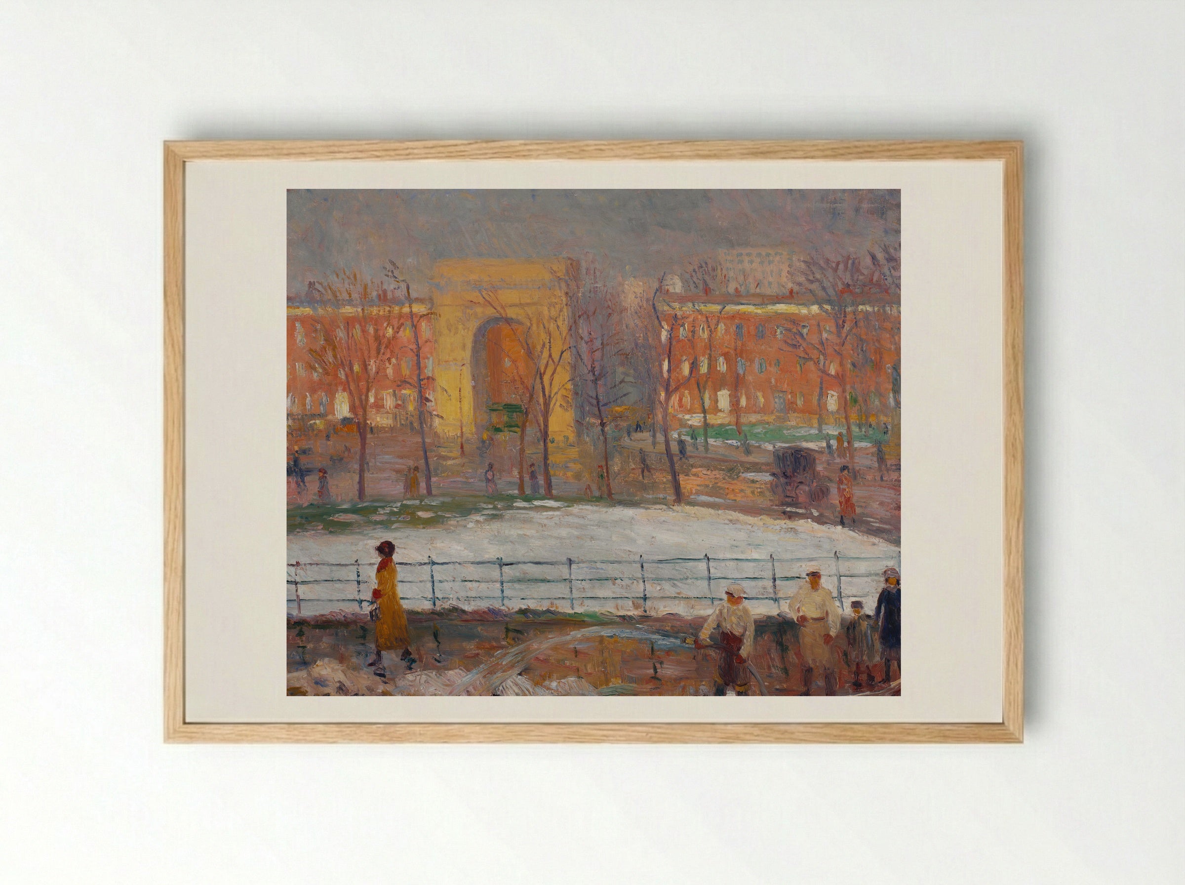 Street Cleaners, Washington Square - William James Glackens - Framed Print Wood