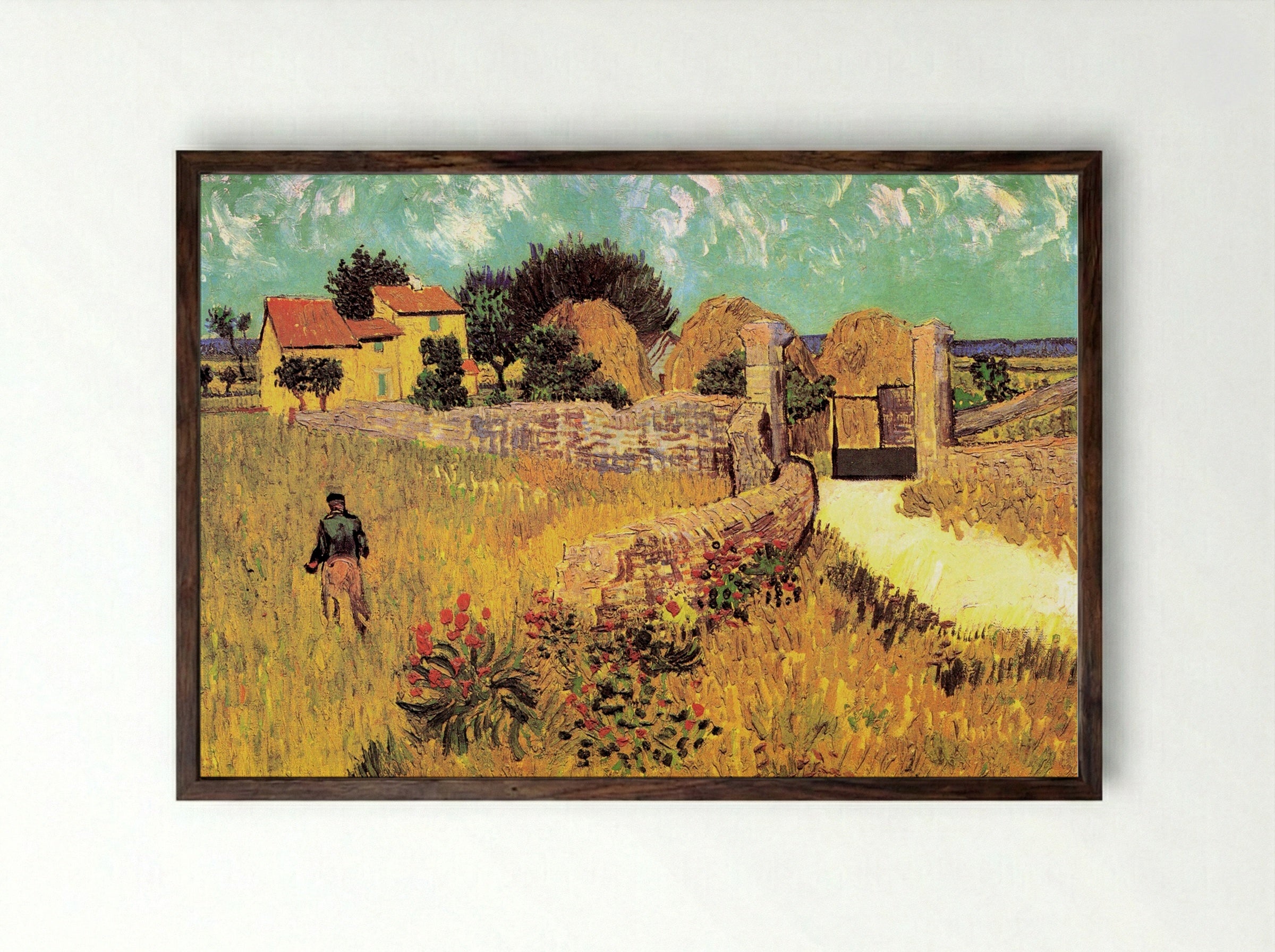 Farmhouse in Provence - Vincent van Gogh - Framed Print Dark Wood