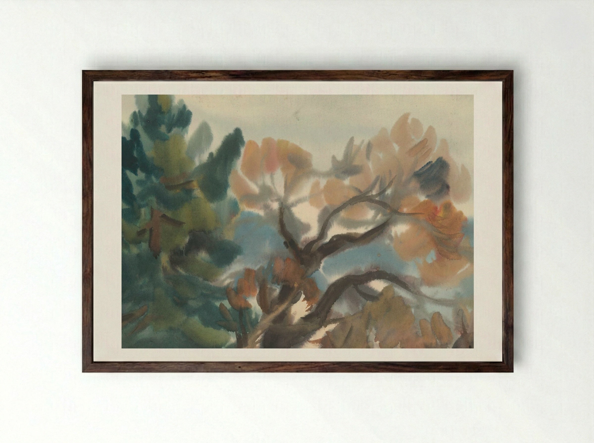 Edge of the Forest in Autumn - Zolo Palugyay - Framed Print Dark Wood