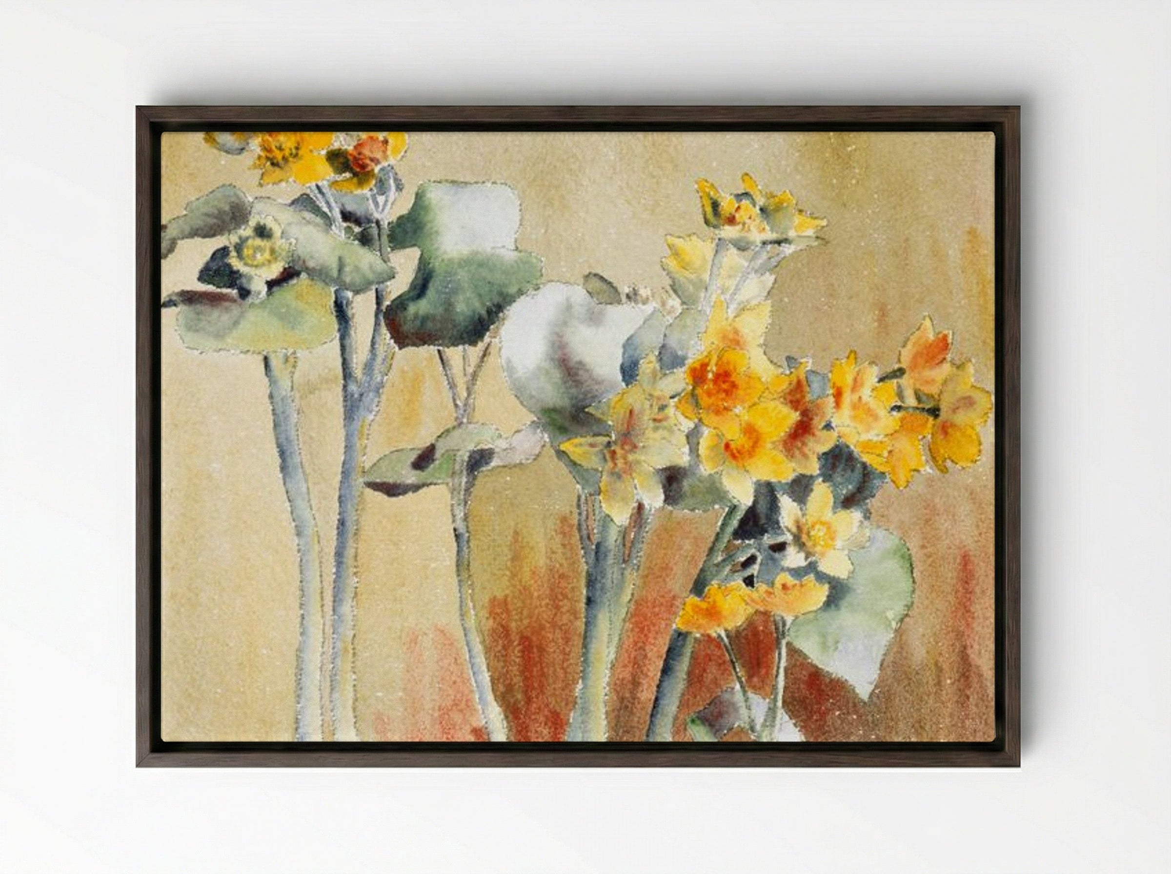 Orange Flower - Hannah Borger Overbeck - Framed Canvas Dark Wood