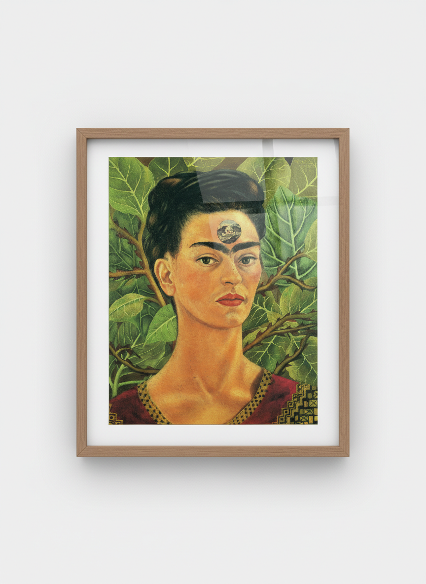 Thinking About Death - Frida Kahlo - Framed Print Wood