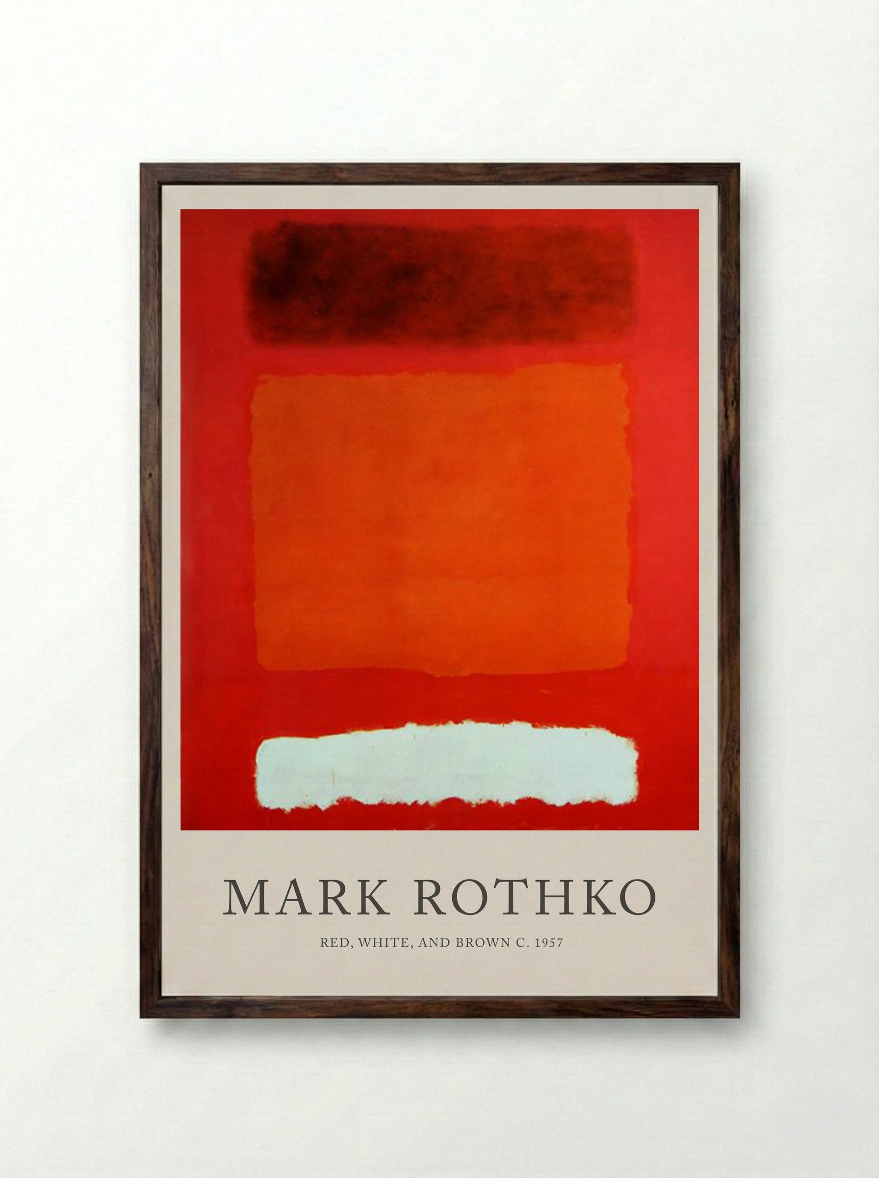 Red, White, and Brown - Mark Rothko - Framed Print Dark Wood