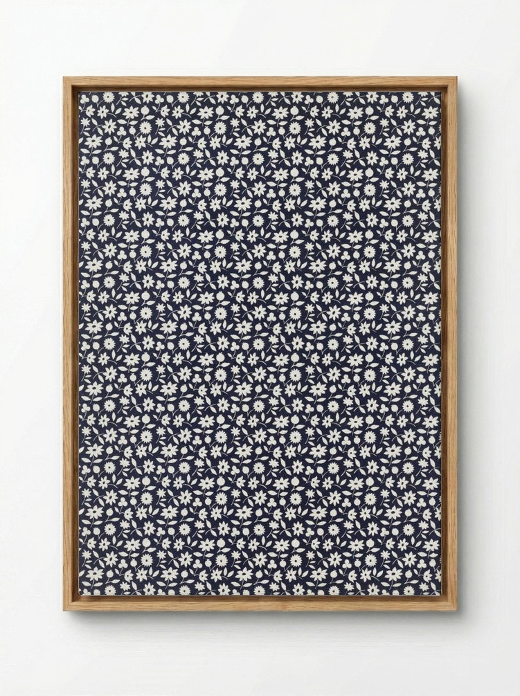 White Flowers Pattern - Charles Goy - Framed Canvas Wood